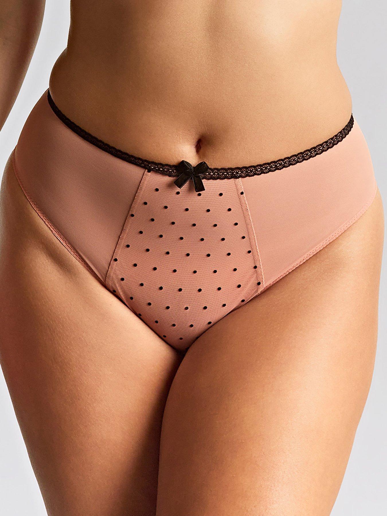 undefined Panache Gabrielle Pink Polka Dot High Waist Brazilian Brief - Pink Flocked Spot