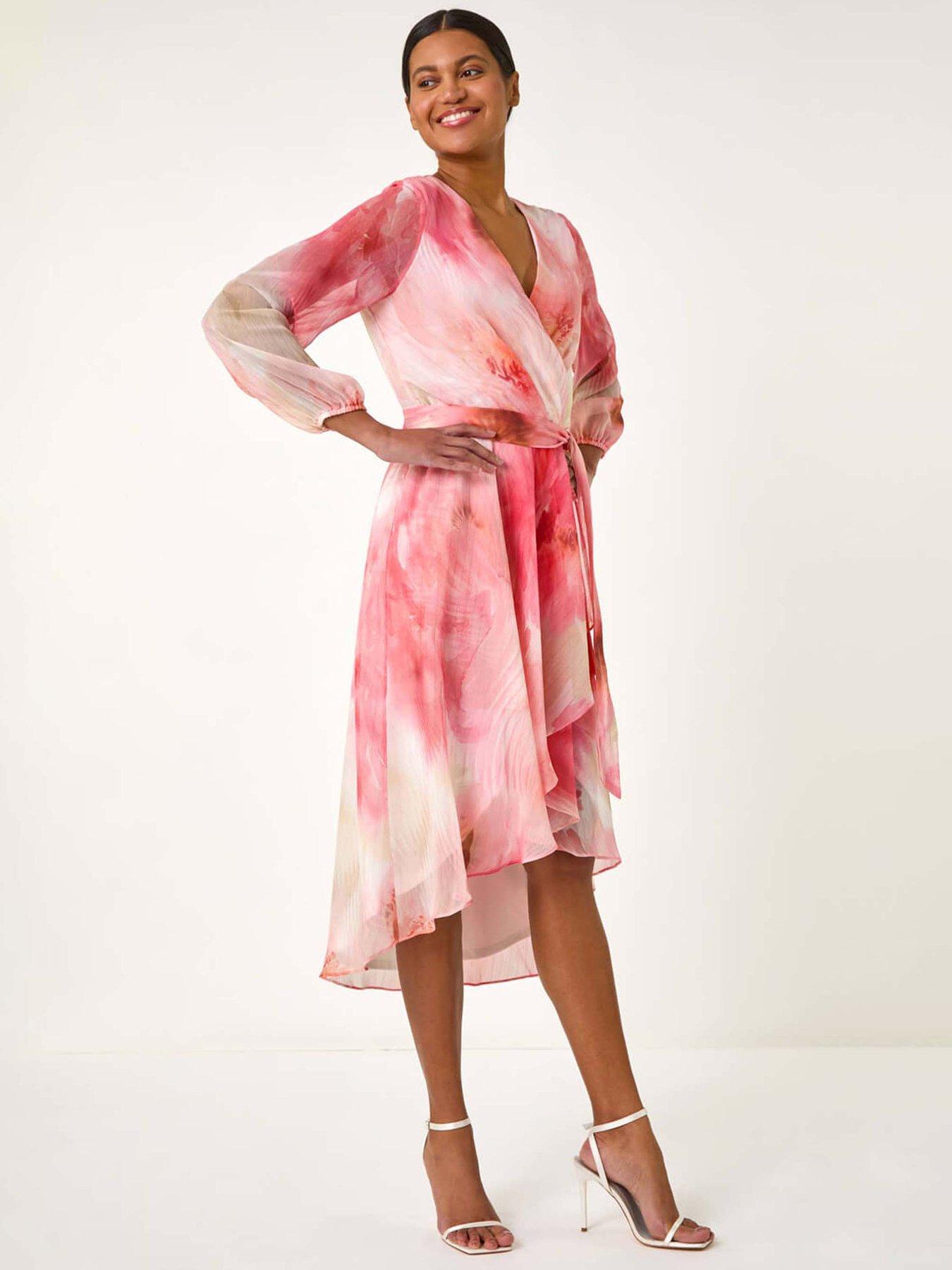 undefined Ruffle Shimmer Midi Dress - Orange
