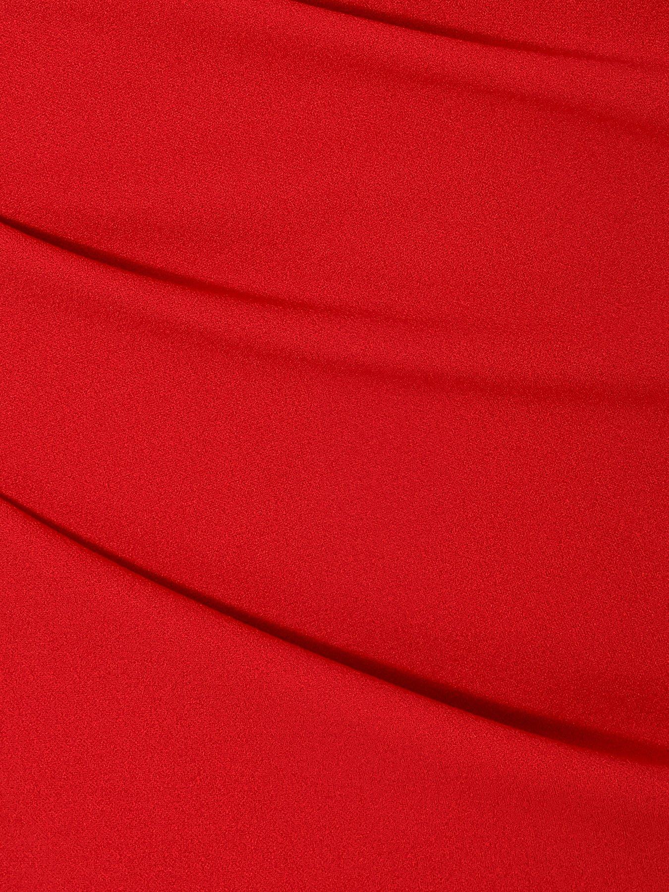 Image 6 of 6 of Quiz Petite Red Bardot Front Wrap Maxi Dress