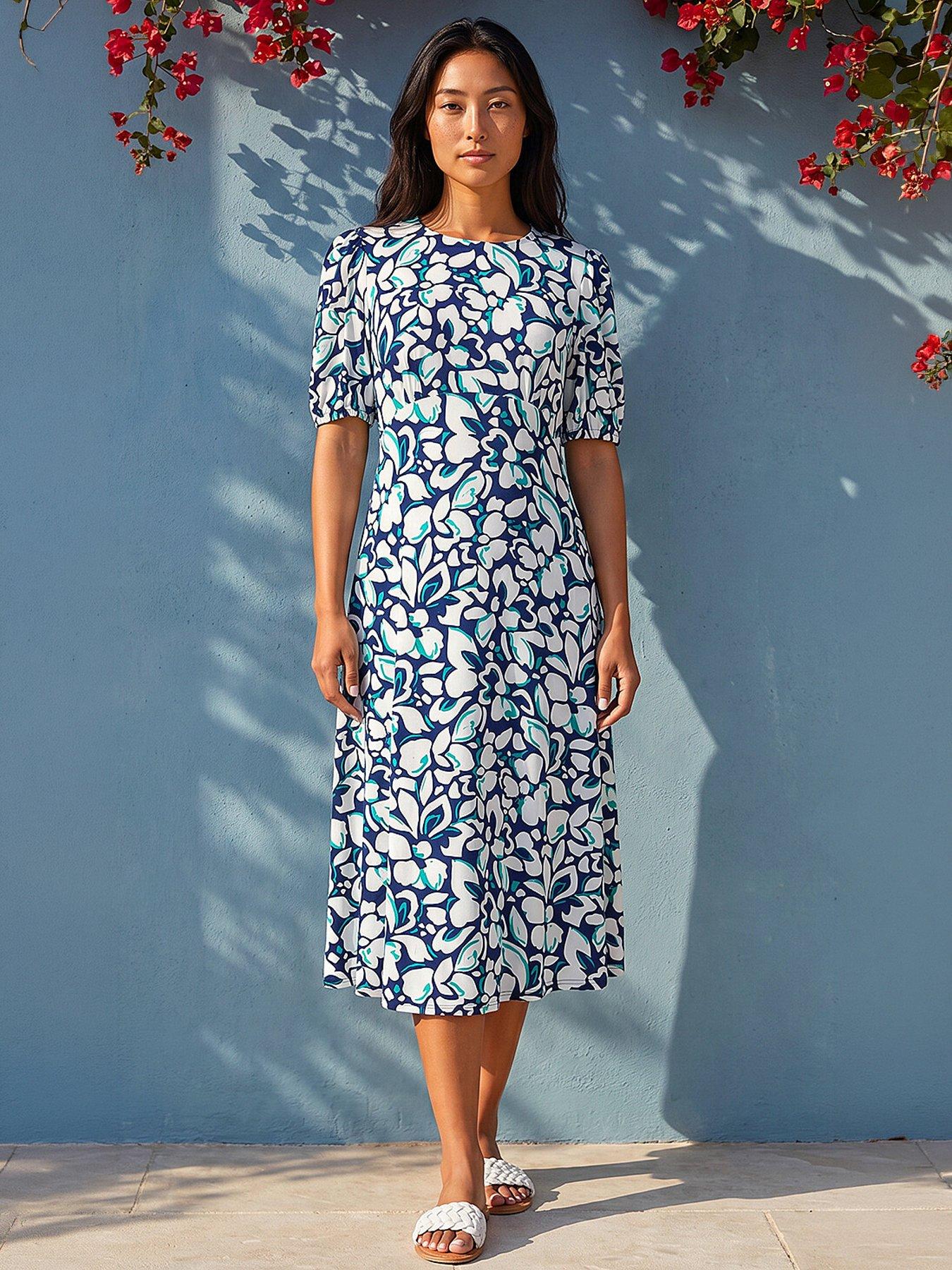 short sleeve midi wrap dress Navy Blue Handspun Cotton A-Line Midi Wrap Dress 58