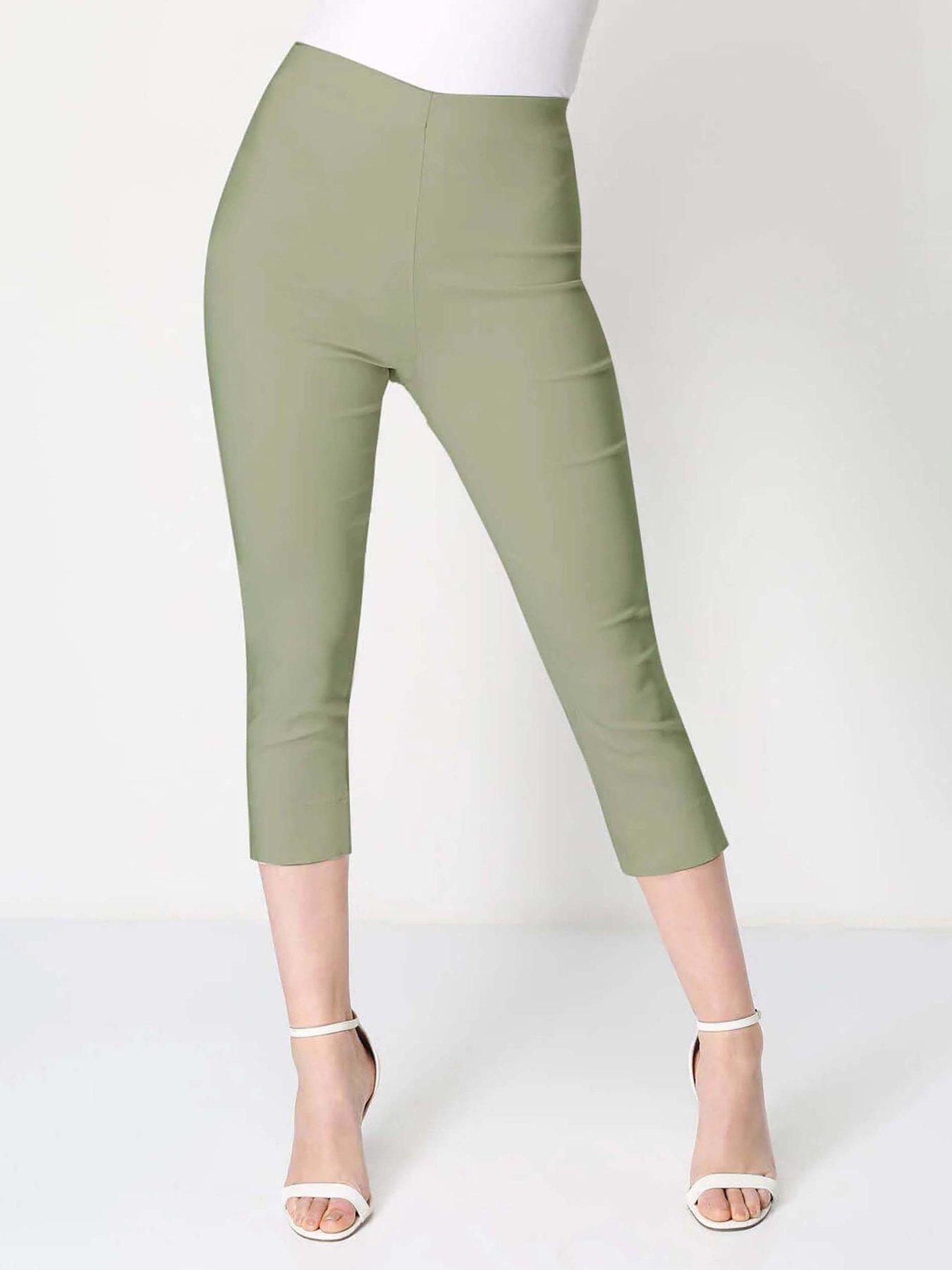 undefined Cropped Stretch Trouser - Khaki
