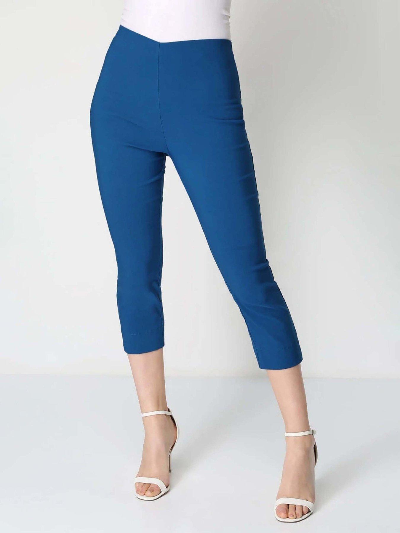 undefined Cropped Stretch Trouser - Petrol Blue