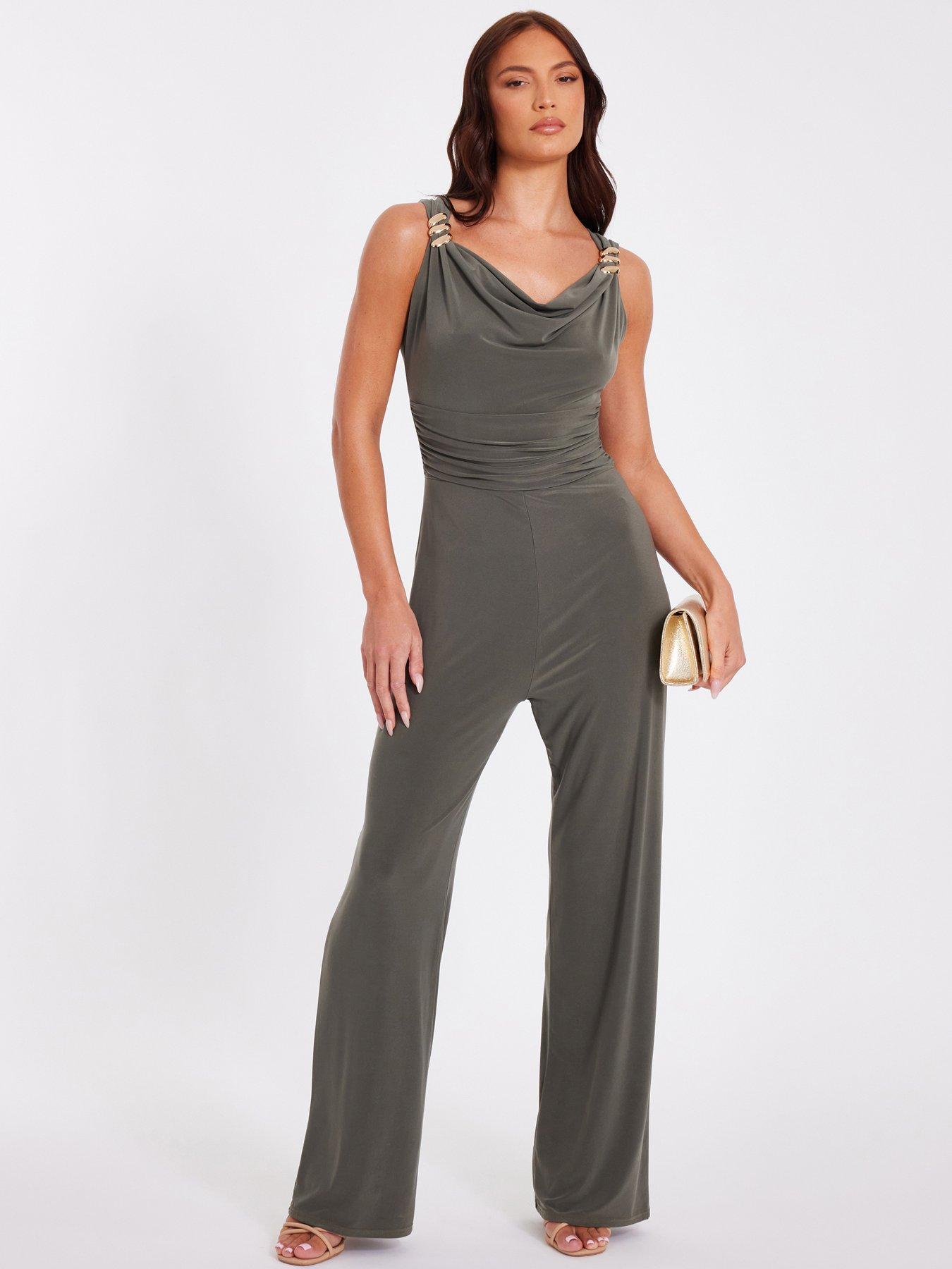 undefined Khaki Buckle Detail Jumpsuit