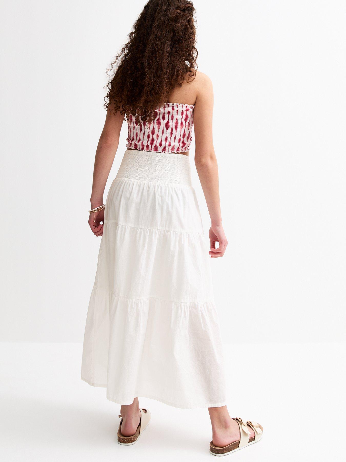 Image 3 of 4 of New Look 915 Tiered Maxi Skirt - White
