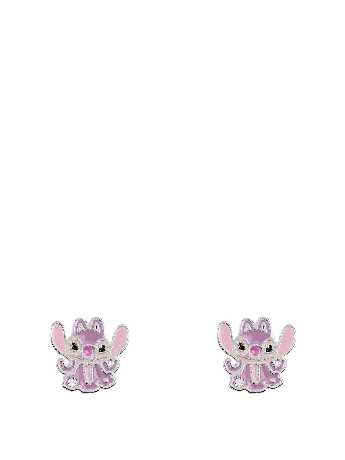 Image 1 of 3 of Disney Stitch Silver Plated Angel Stud Earrings