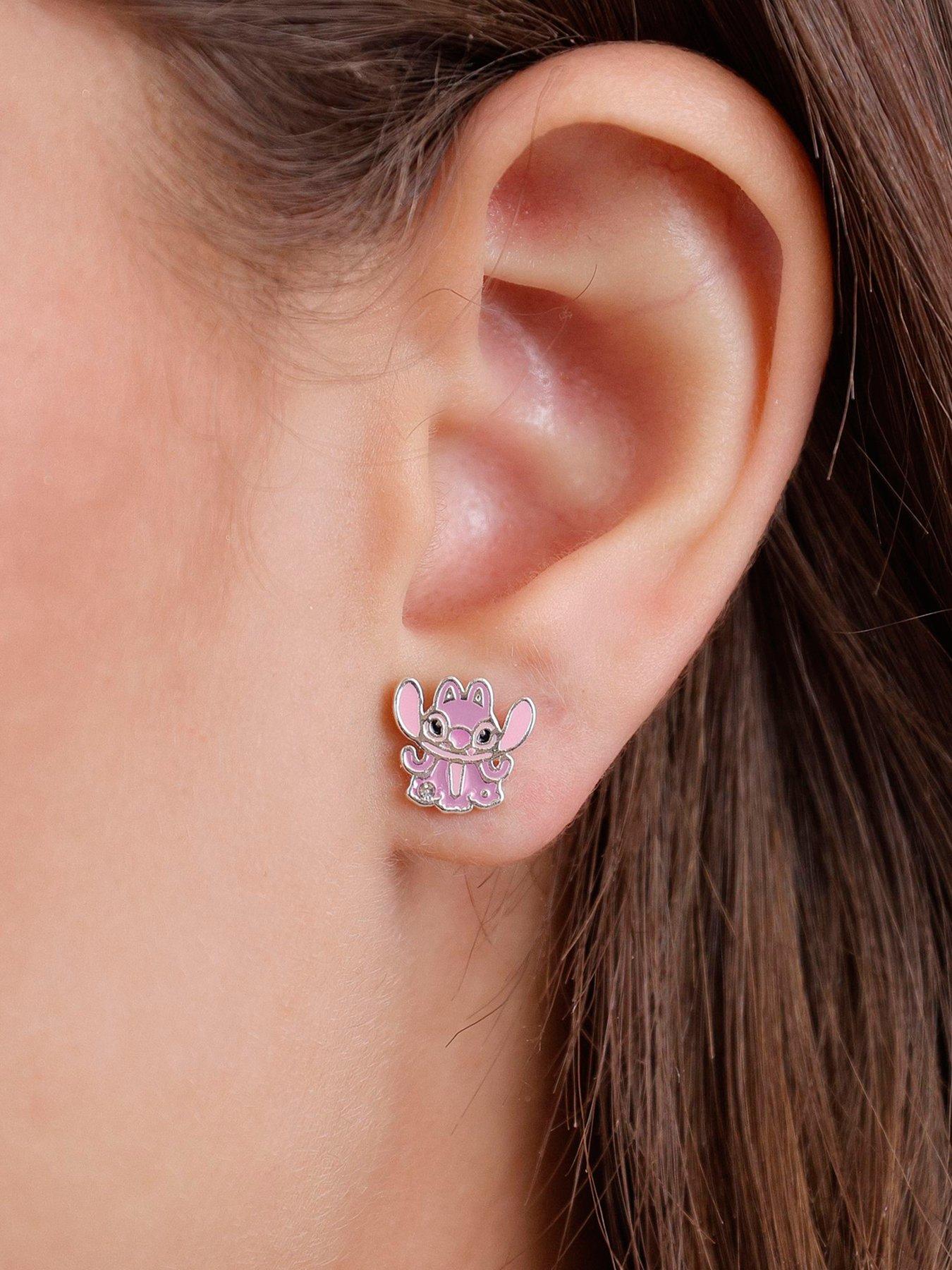 Image 2 of 3 of Disney Stitch Silver Plated Angel Stud Earrings