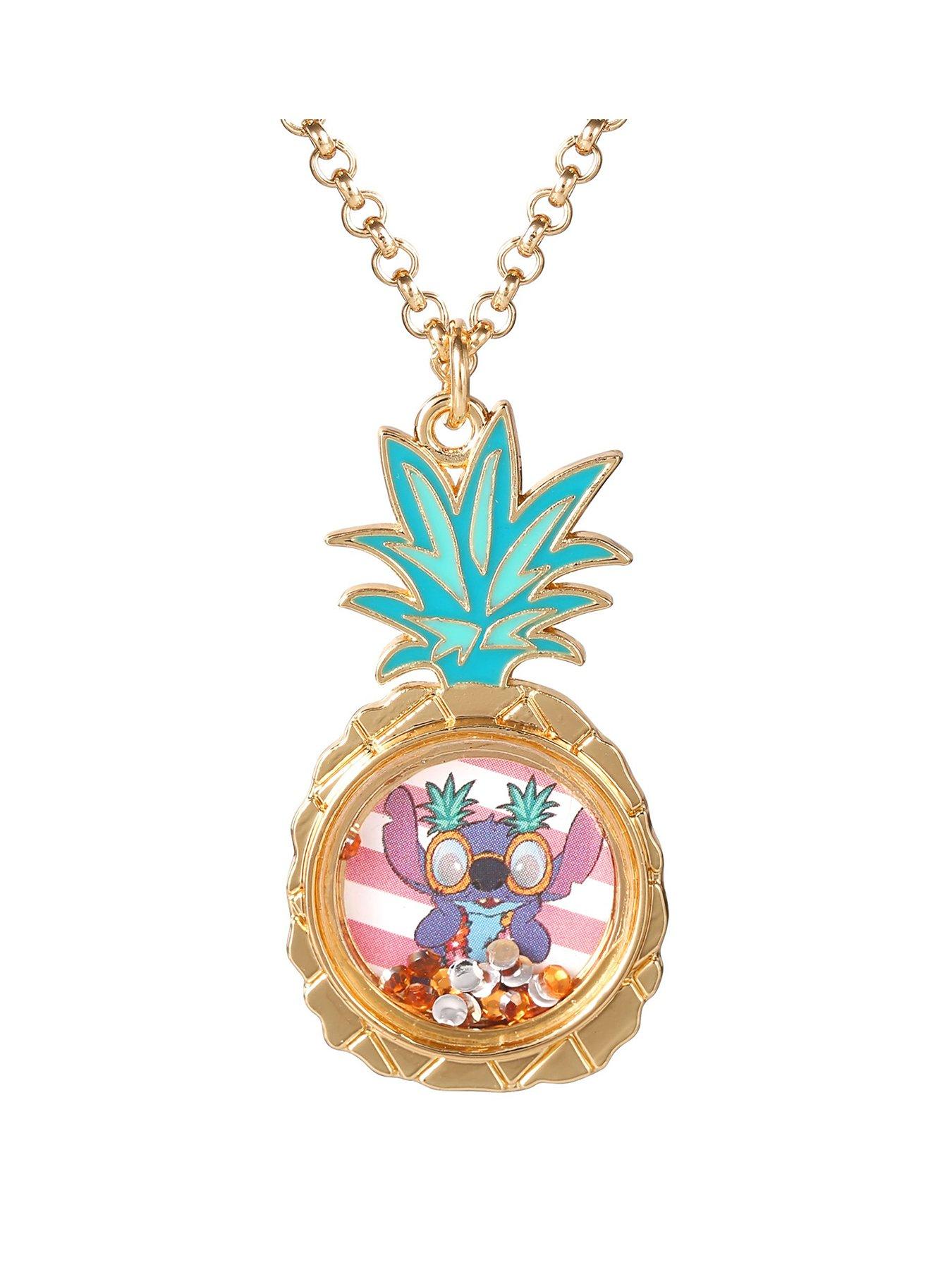 undefined Stitch Floating Crystals In Pineapple Pendant Necklace