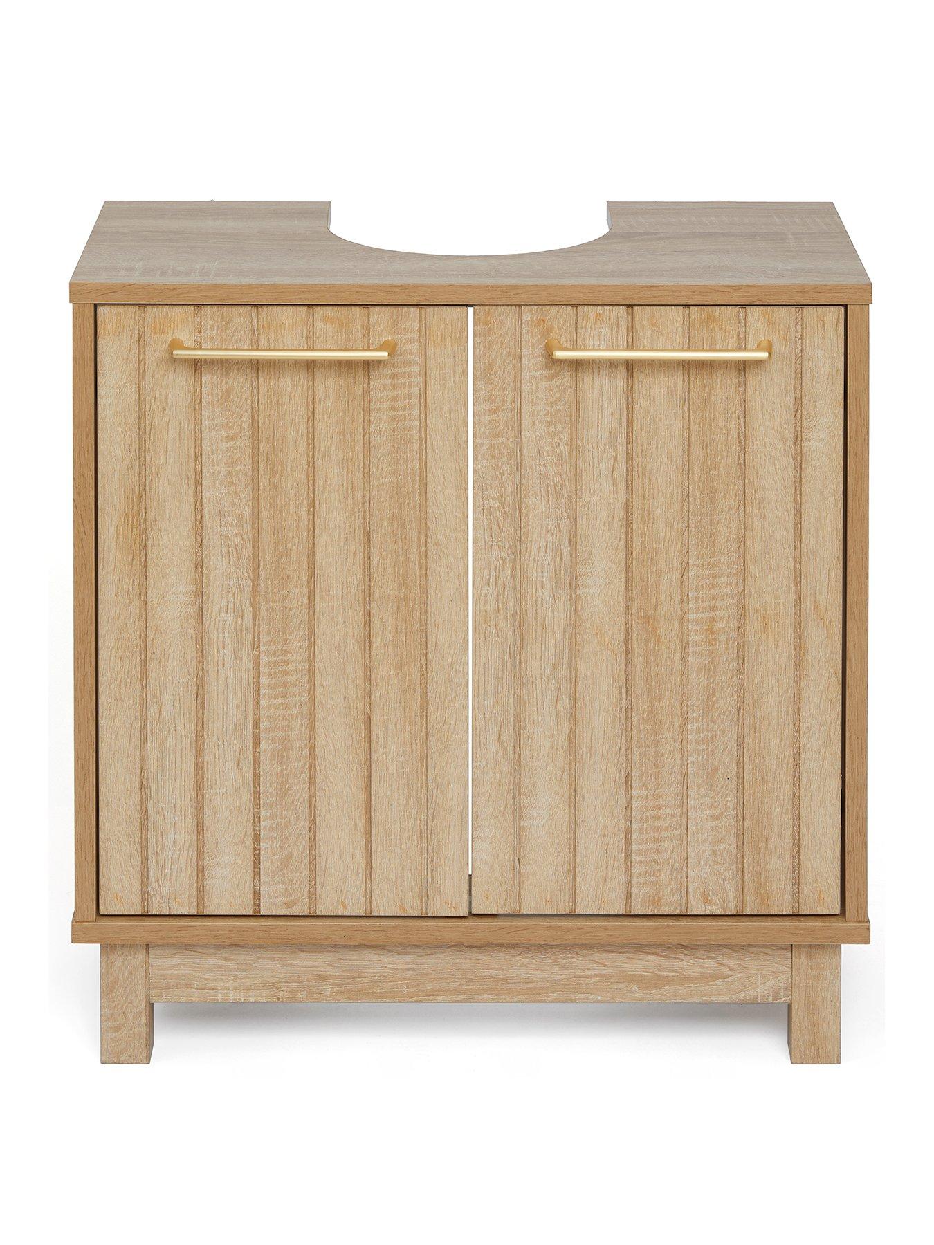 Image 2 of 7 of The Very Collection Lotus Panelled Under Sink Bathroom Cabinet - Oak - FSC&reg; Certified