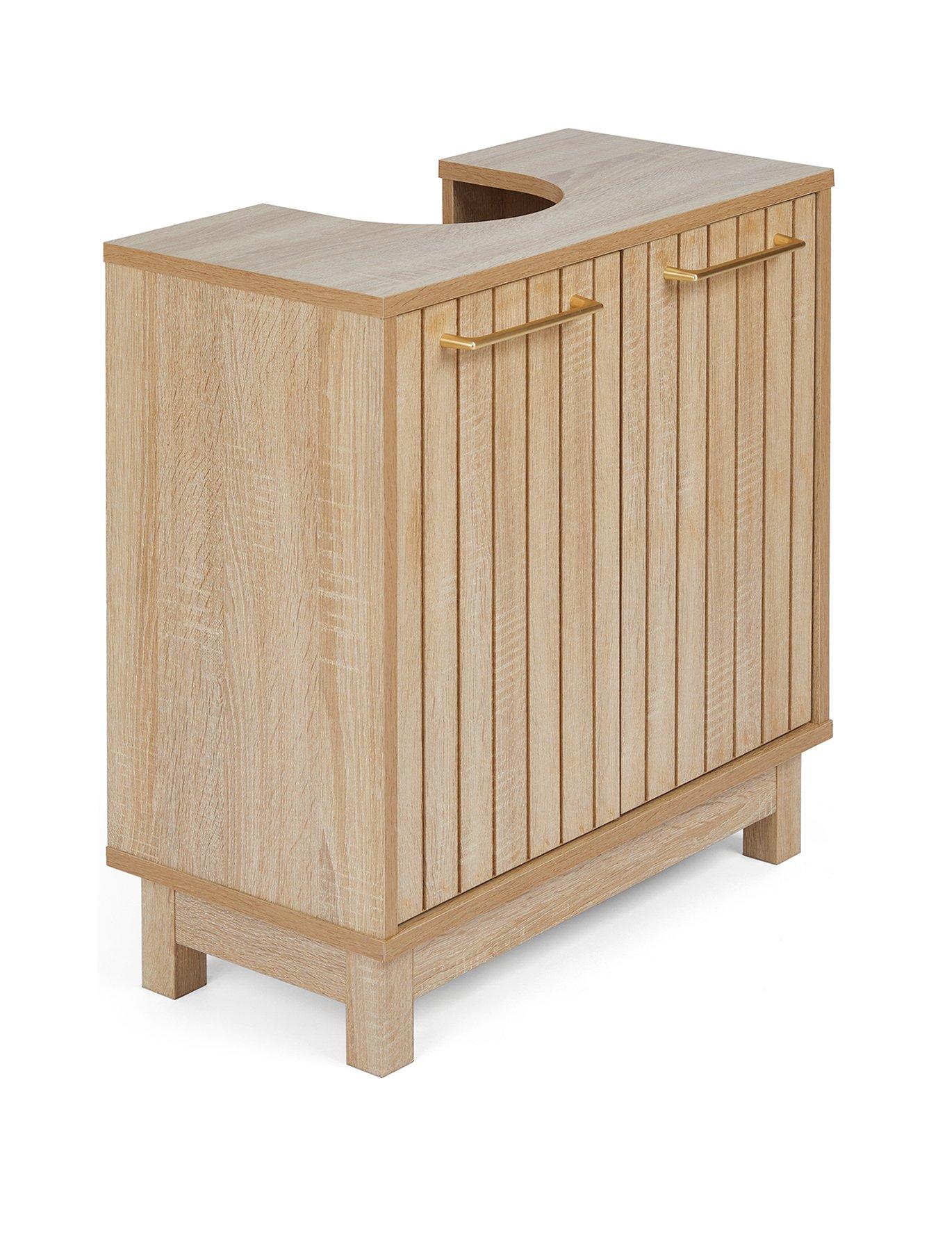 Image 3 of 7 of The Very Collection Lotus Panelled Under Sink Bathroom Cabinet - Oak - FSC&reg; Certified