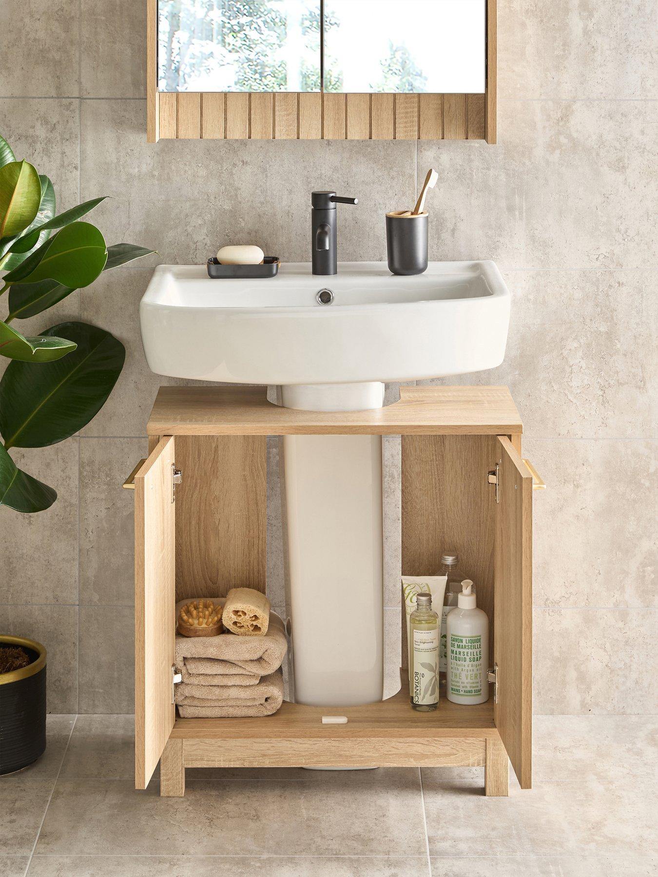Image 7 of 7 of The Very Collection Lotus Panelled Under Sink Bathroom Cabinet - Oak - FSC&reg; Certified