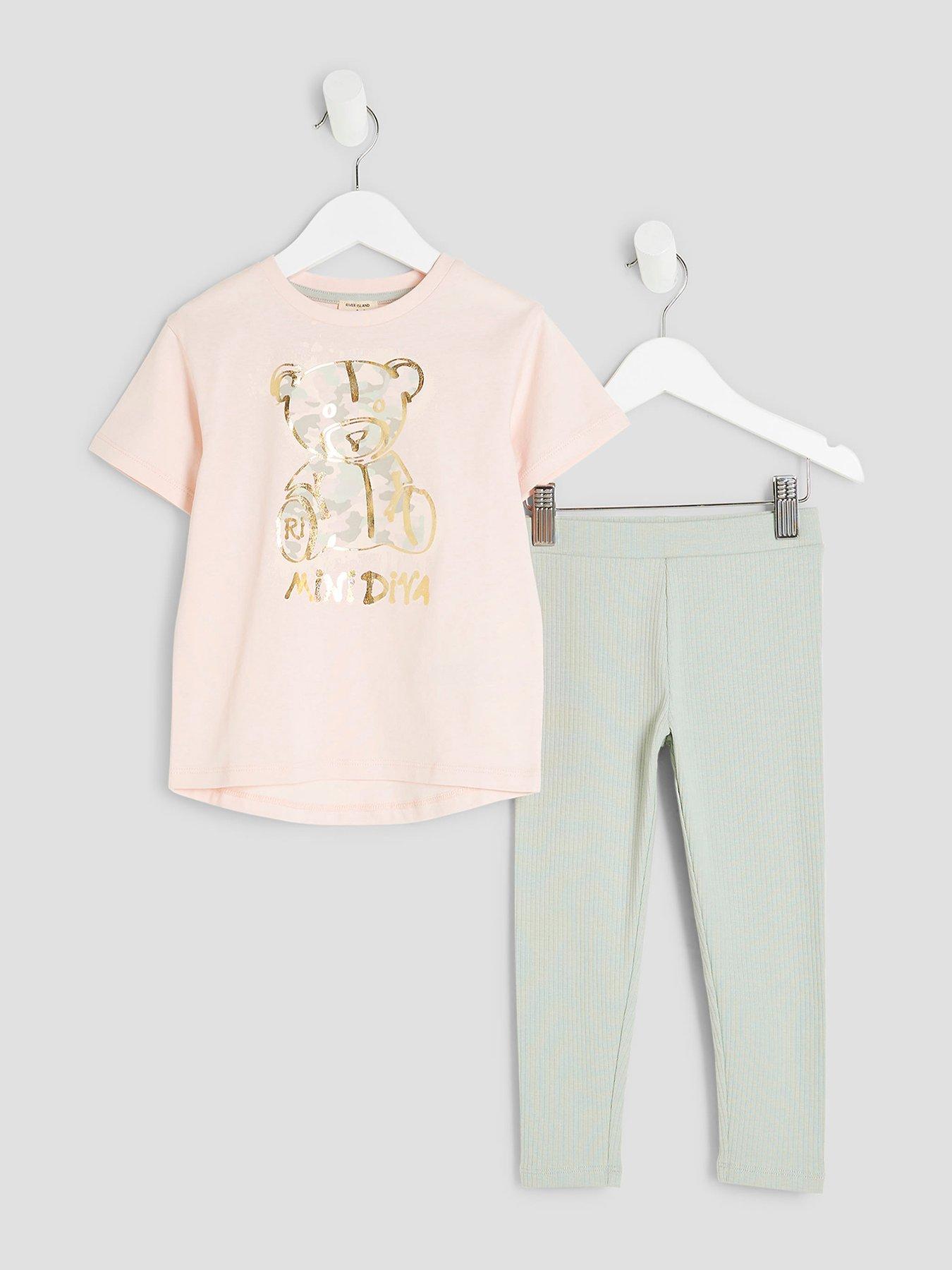 undefined Girls Camo Bear Legging Set - Pink
