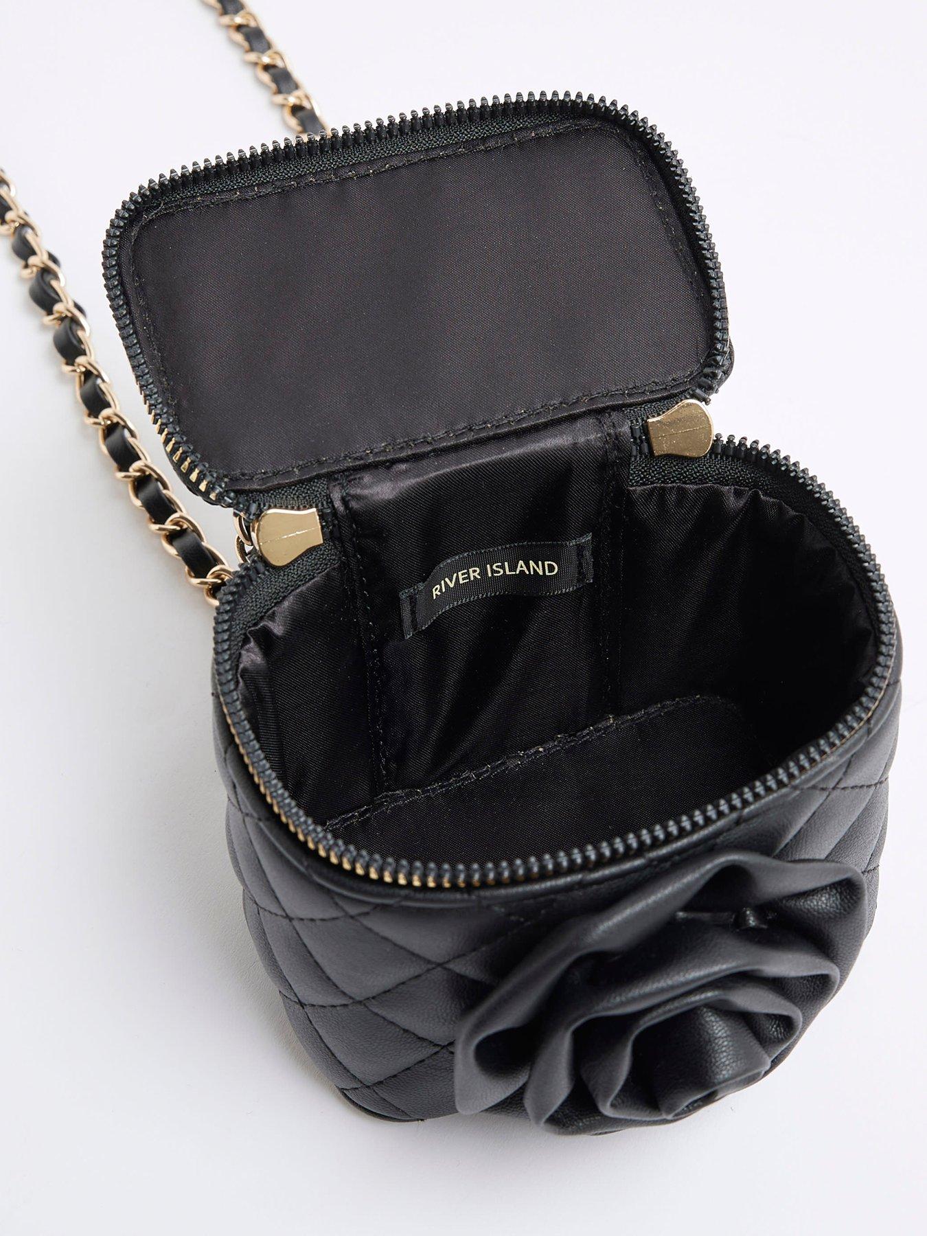 Image 2 of 5 of River Island Older Girls Quilted Corsage Cross Body Bag - Black