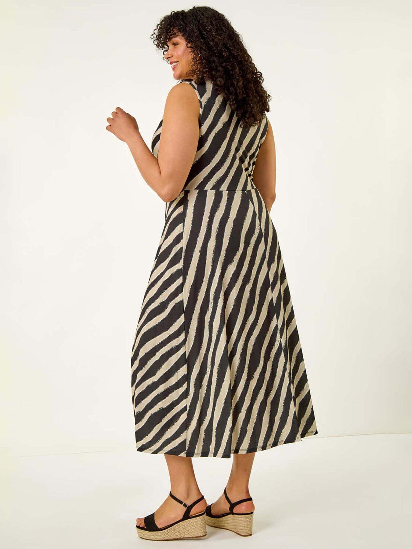 Image 2 of 5 of Roman Curve Twist Front Stretch Dress - Black
