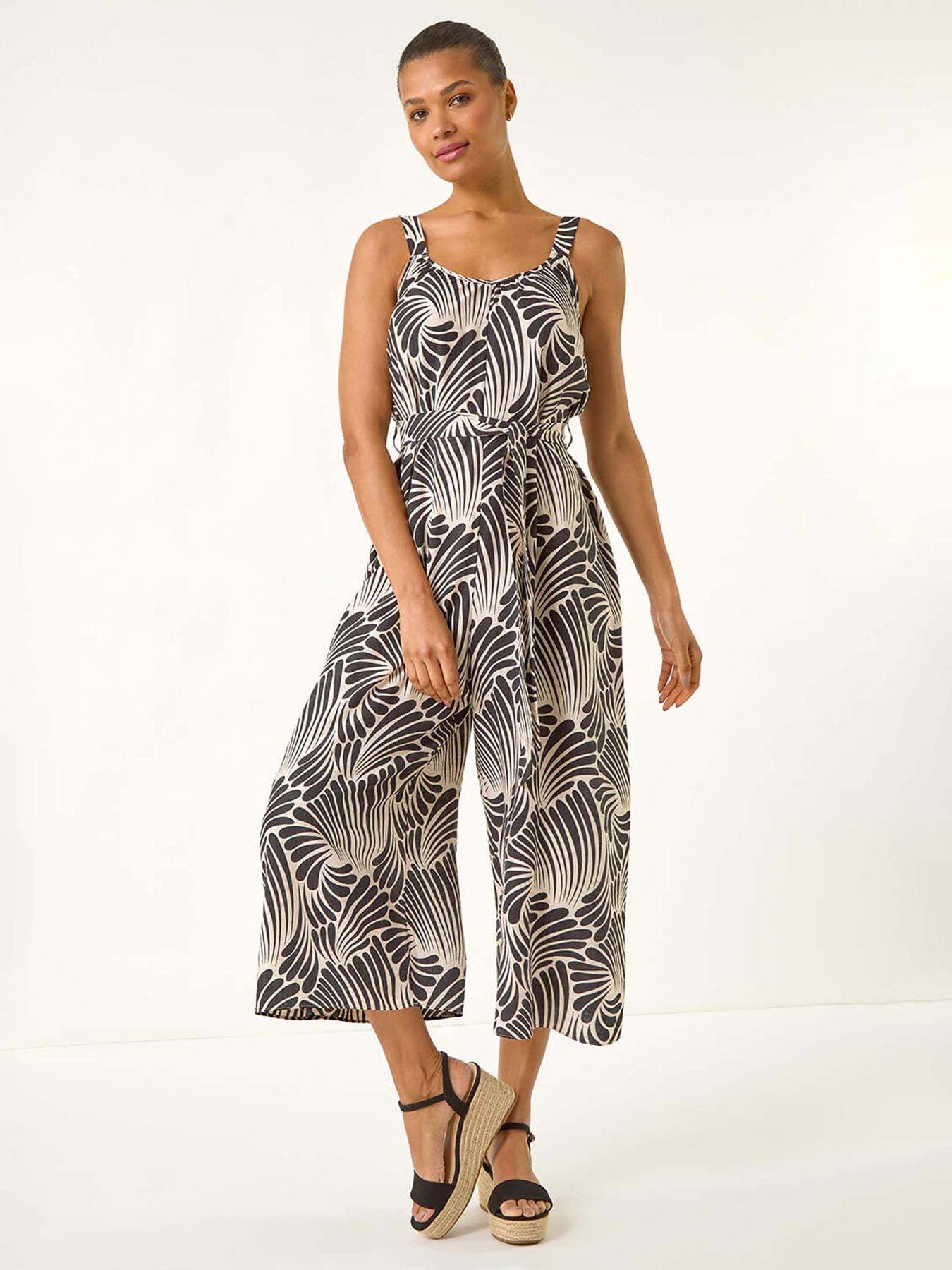 undefined Abstract Strappy Jumpsuit - Black