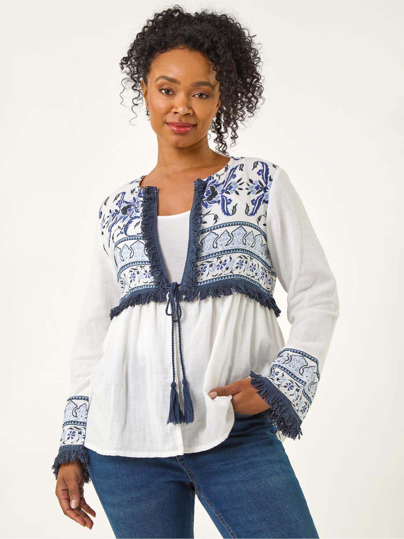 undefined Petite Tassel Detail Jacket - White