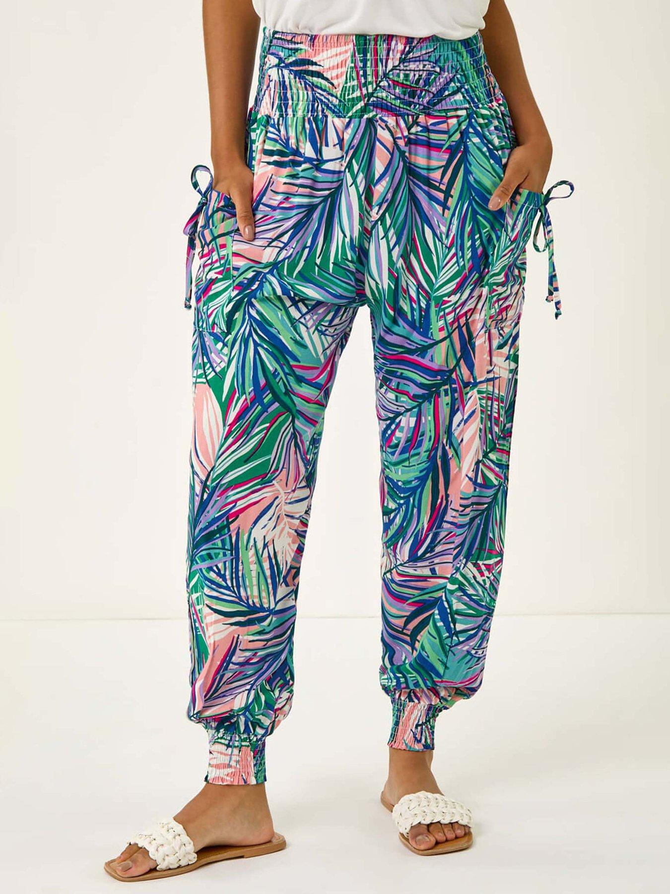 undefined Abstract Tie Pocket Trousers - Turquoise