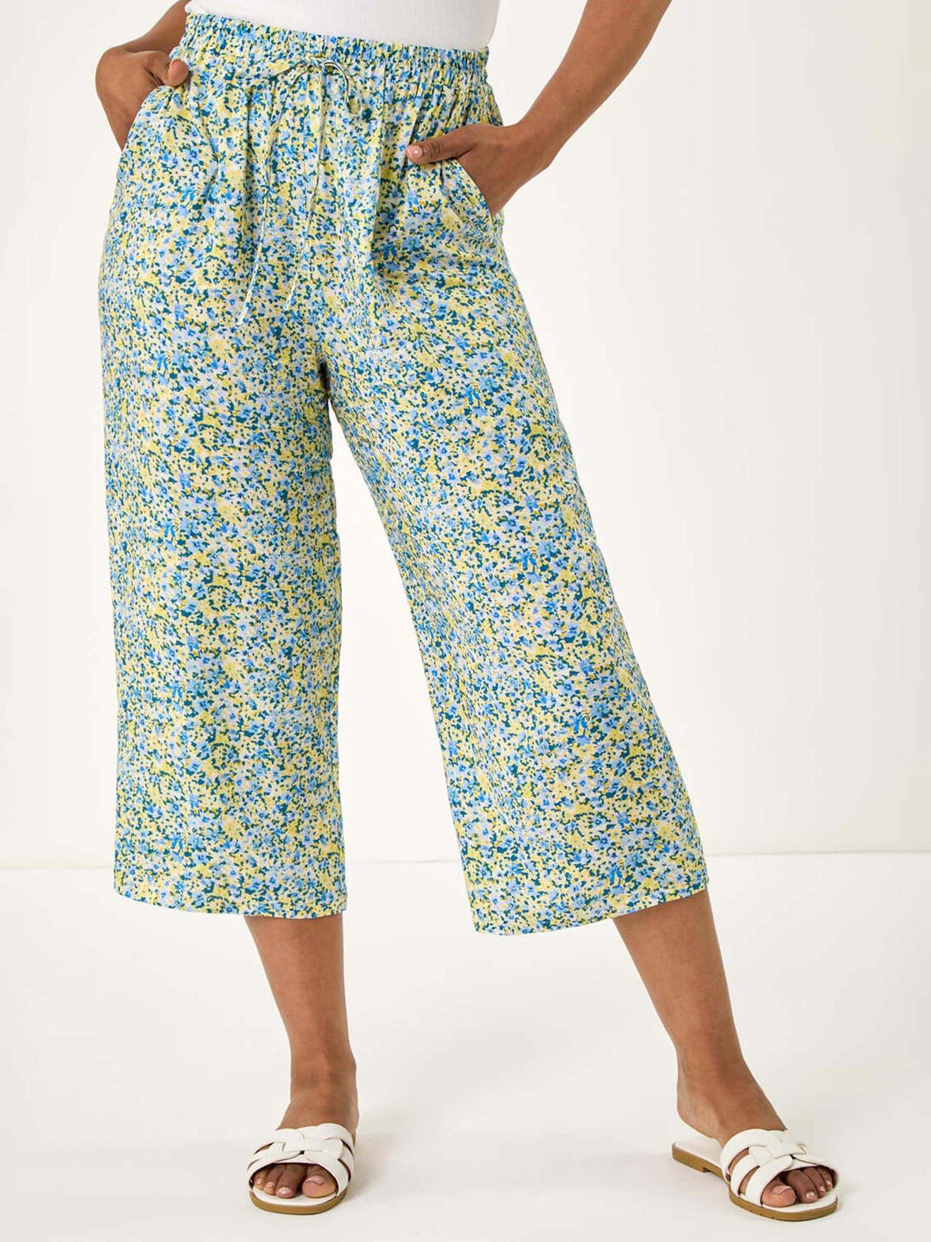 undefined Petite Spotted Crop Trousers - Blue