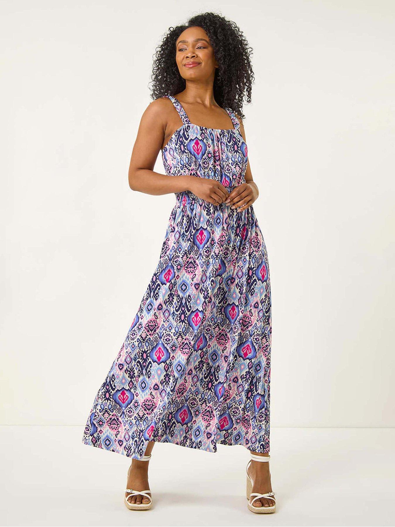 undefined Petite Floral Abstract Midi Dress - Pink