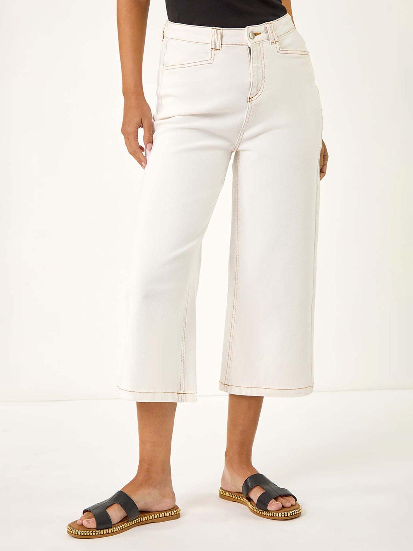 undefined Dusk High Waist Pocket Detail Culottes - Ivory