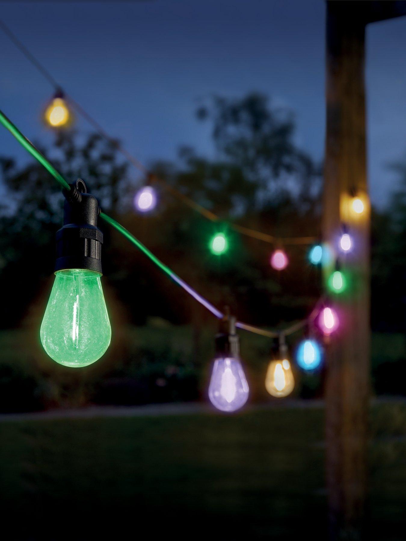 Smart Solar Vintage Festoon LV String Lights, Multi Coloured - Set of 10