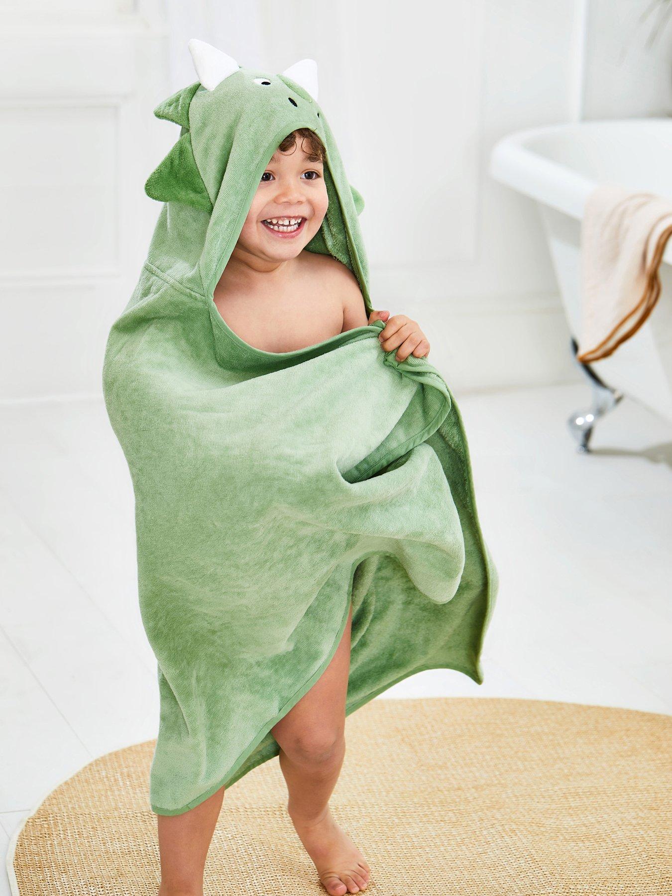 JoJo Maman Bebe Large Dinosaur Hooded Towel H5616 - Green