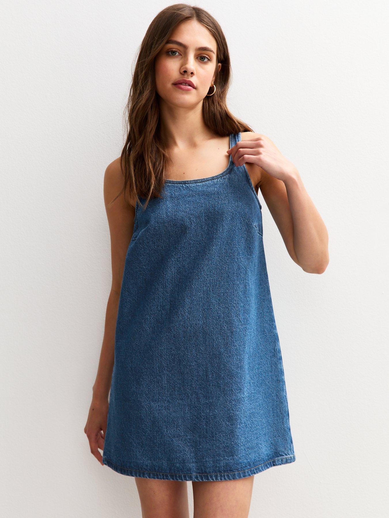undefined Blue A Line Denim Dress