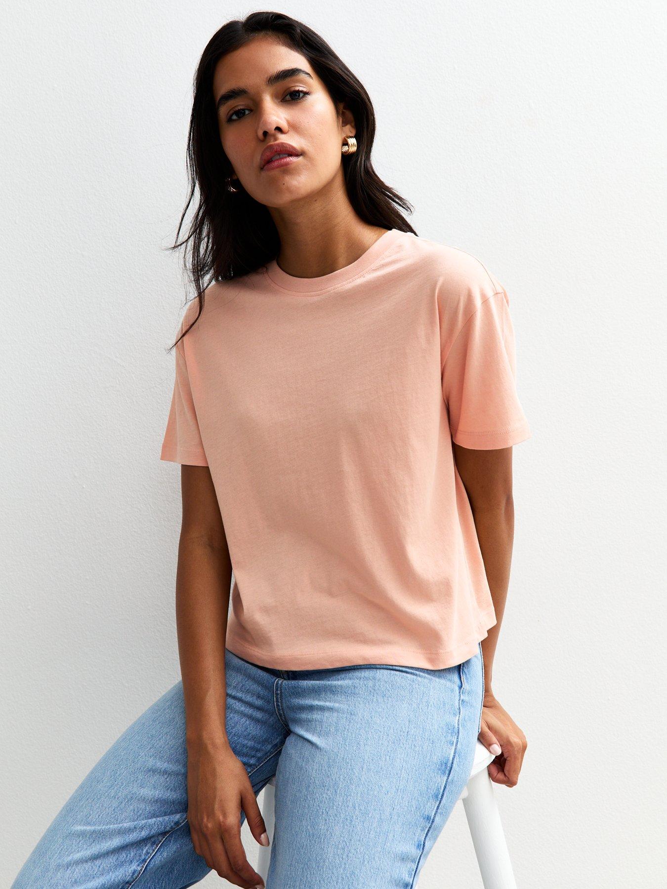 undefined Light Coral Boxy Fit T-shirt