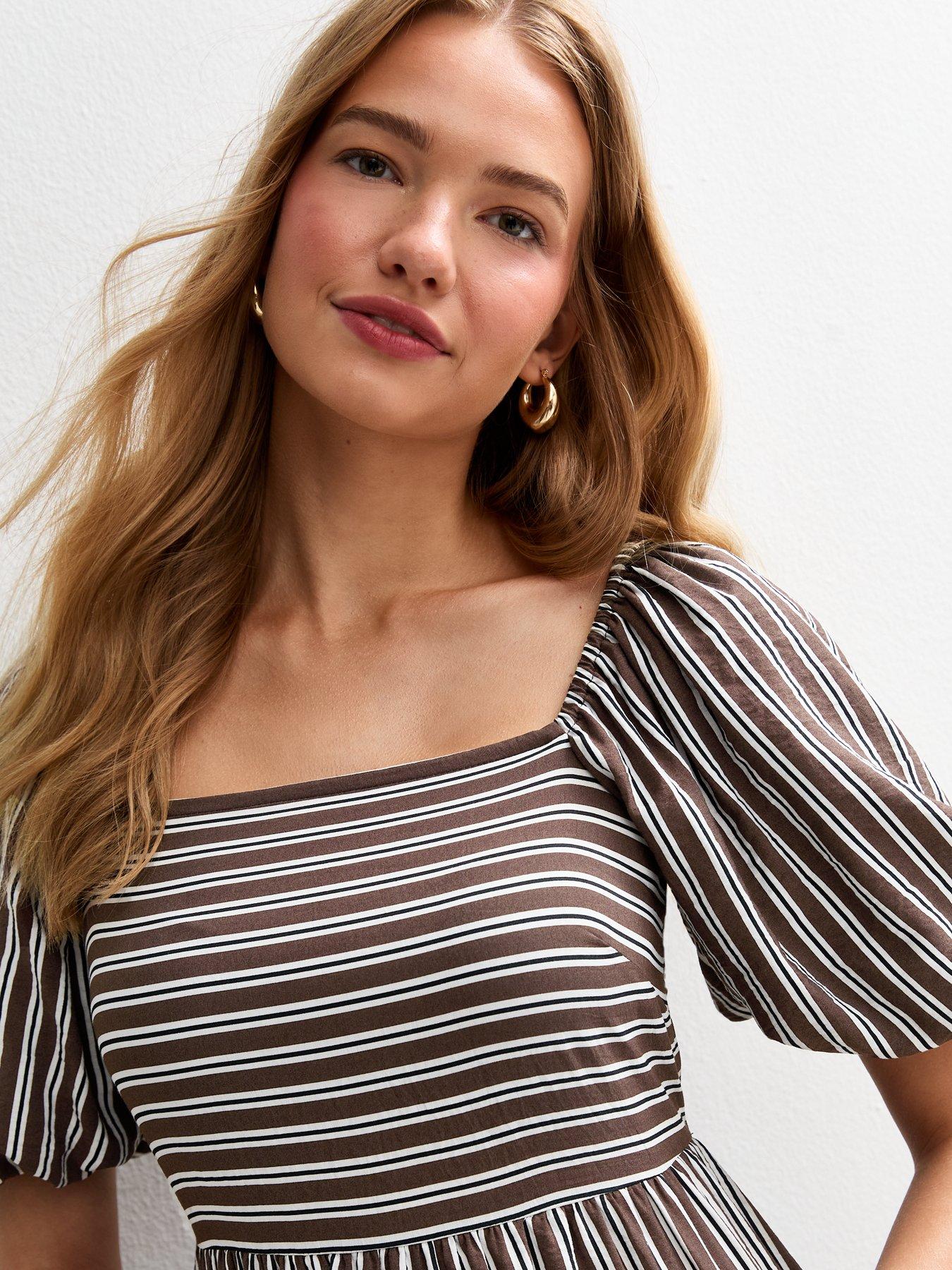 fancy brunch dress Sunday Brunch Blue Striped Midi Dress main image 1