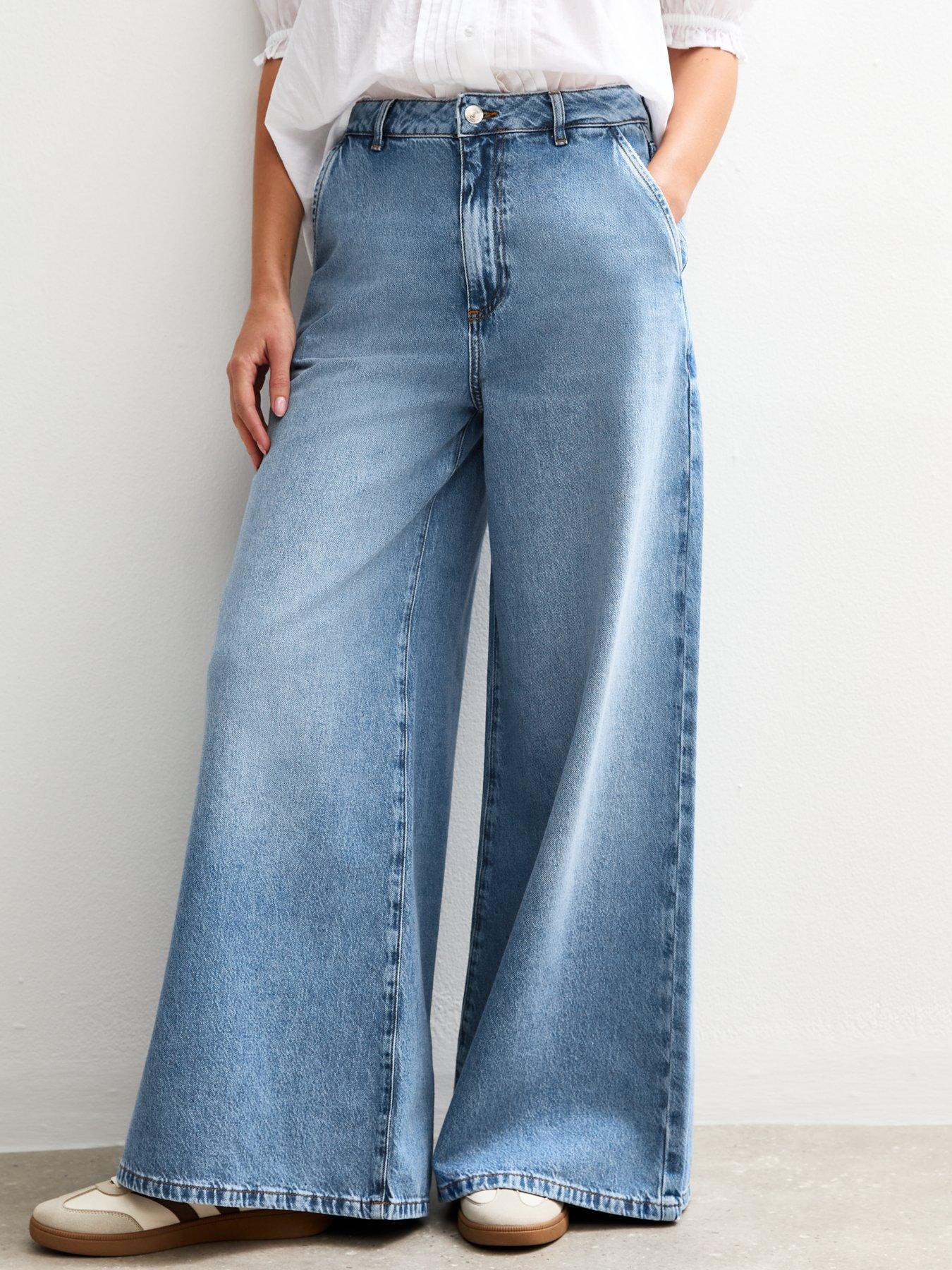 undefined Palazzo Wide Leg Jeans - Blue