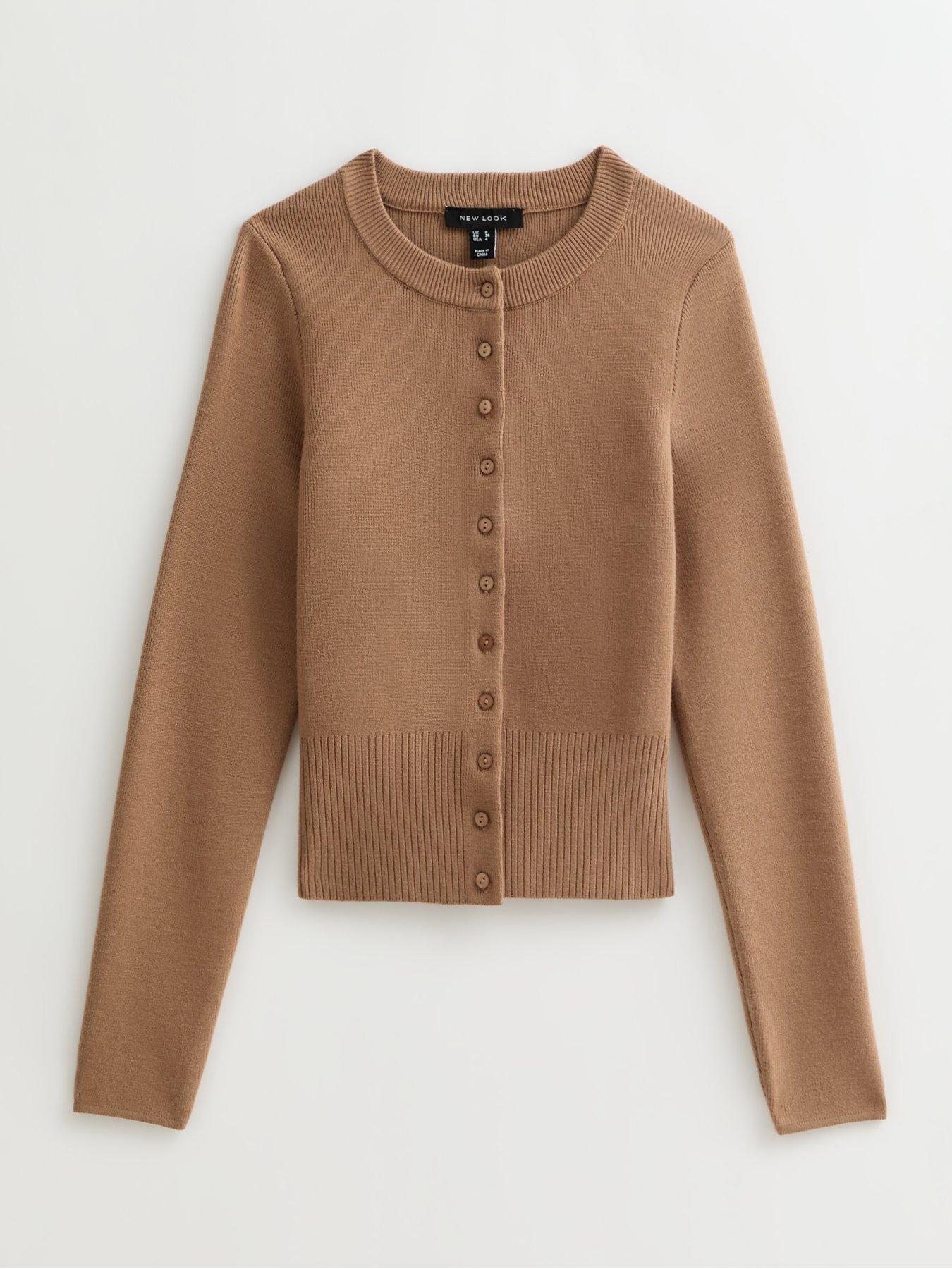 New Look Compact Knit Crew Neck Cardigan Beige Very
