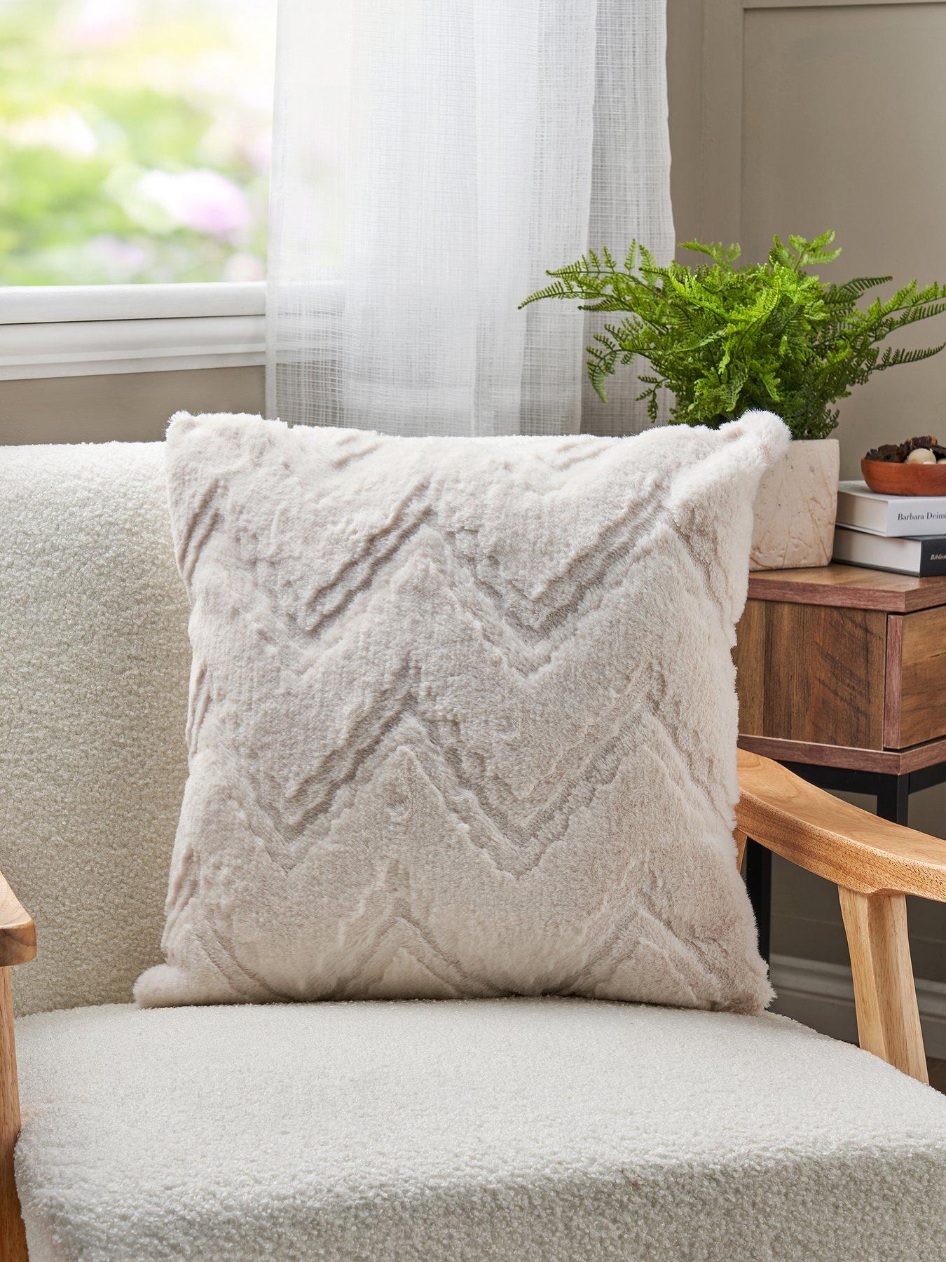 undefined Chevron Faux Fur Cushion