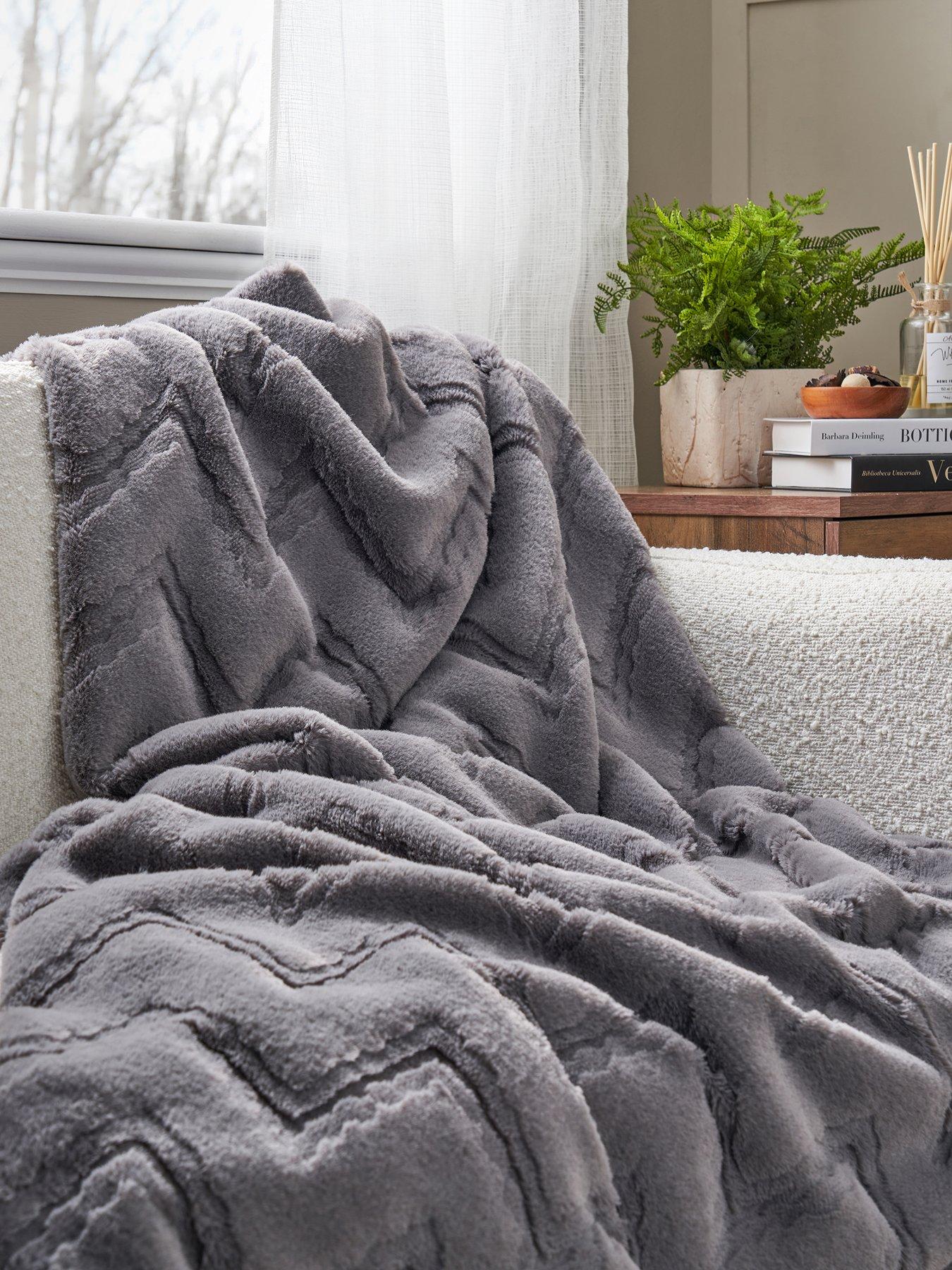 Image 1 of 5 of The Very Collection Chevron Faux Fur Throw