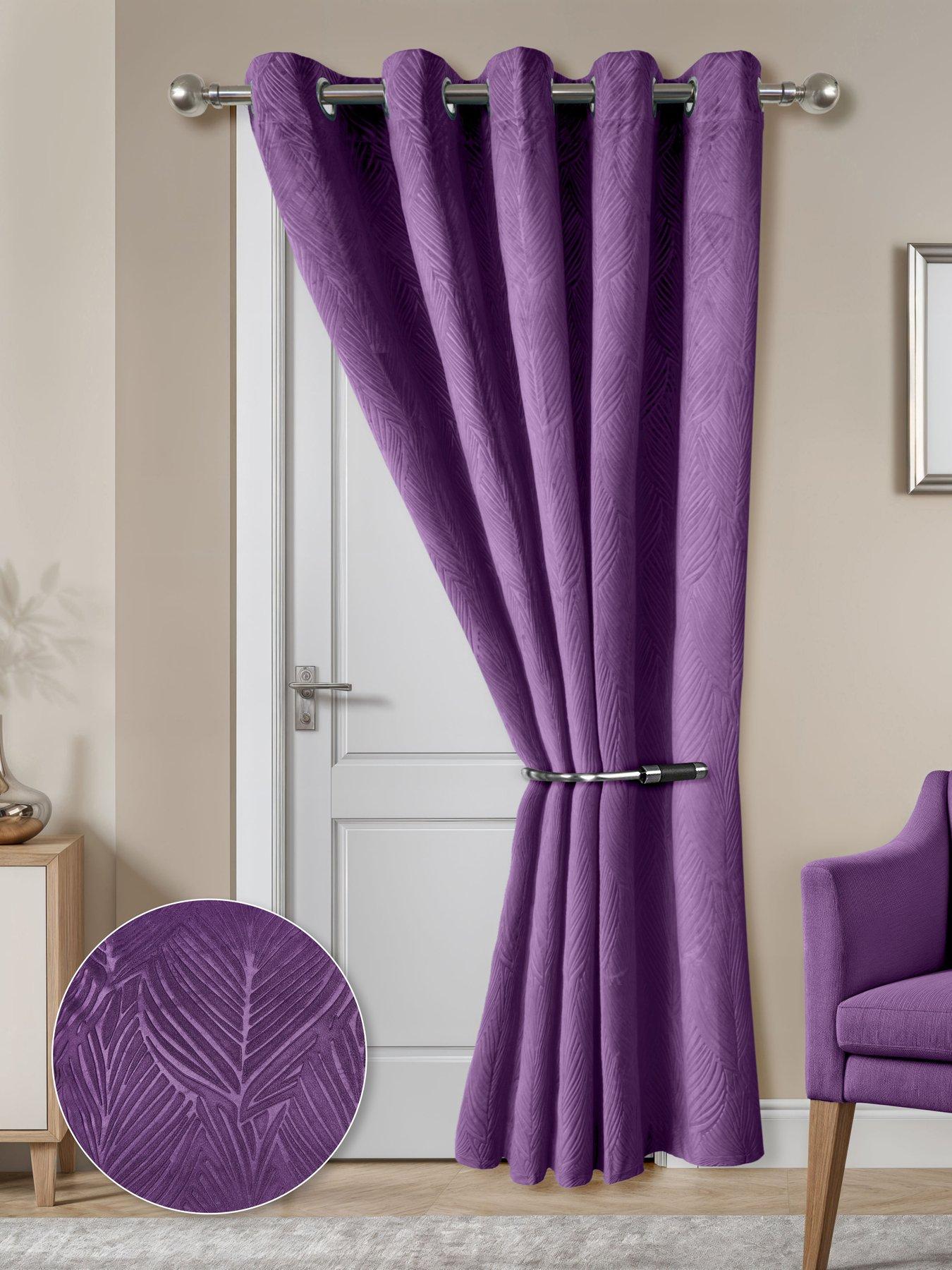 Very Home Leaf Velvet Eyelet Door 46x84 Blackout