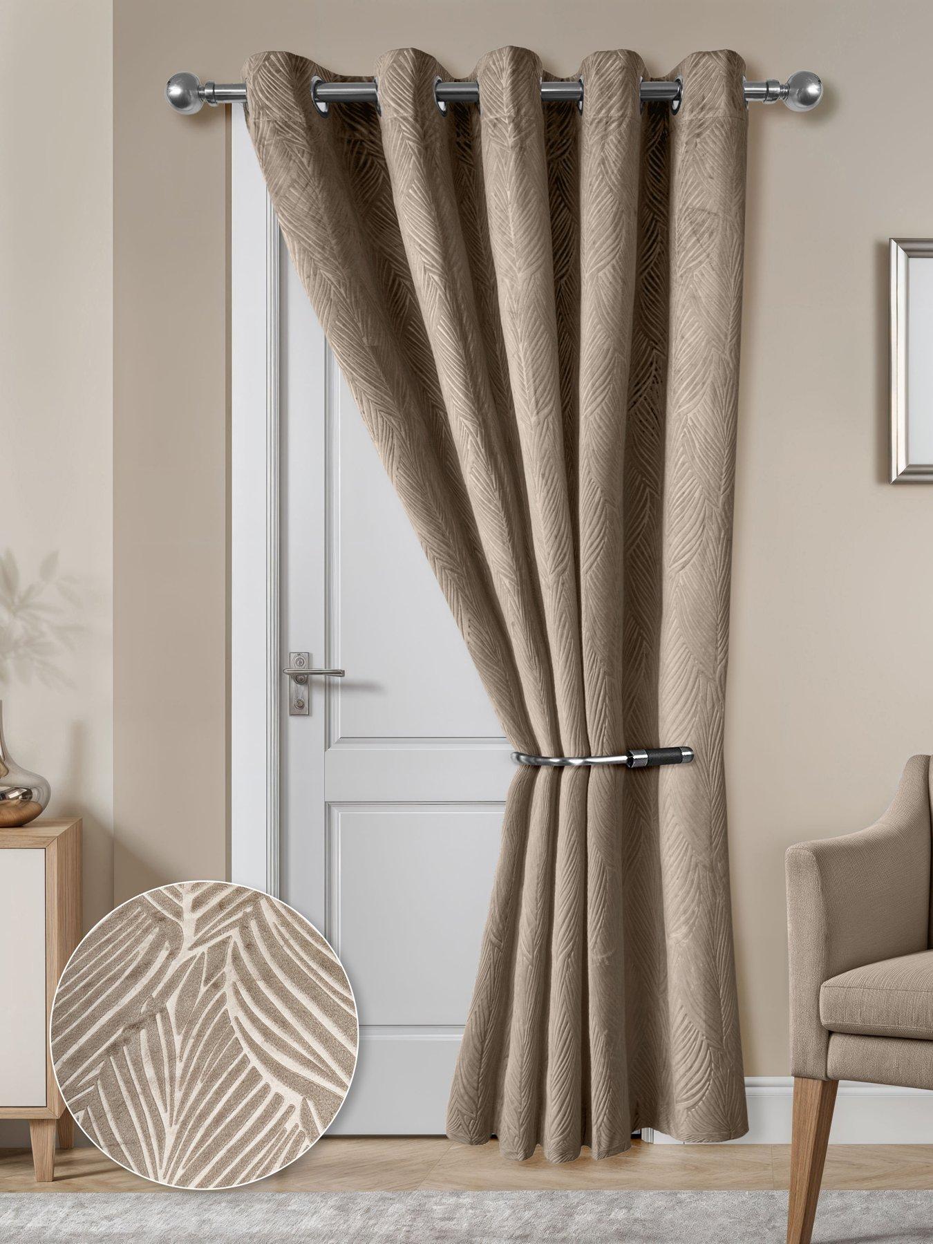 Very Home Leaf Velvet Eyelet Door 46x84 Blackout