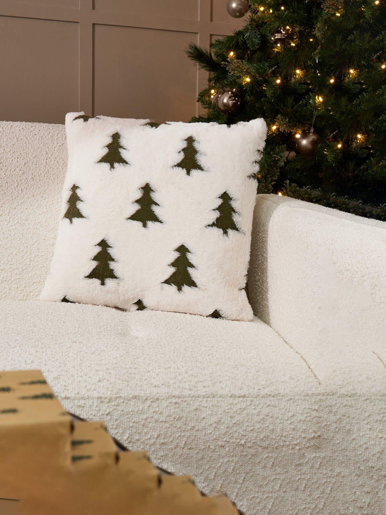 Very Home Christmas Trees Faux Fur Cushion