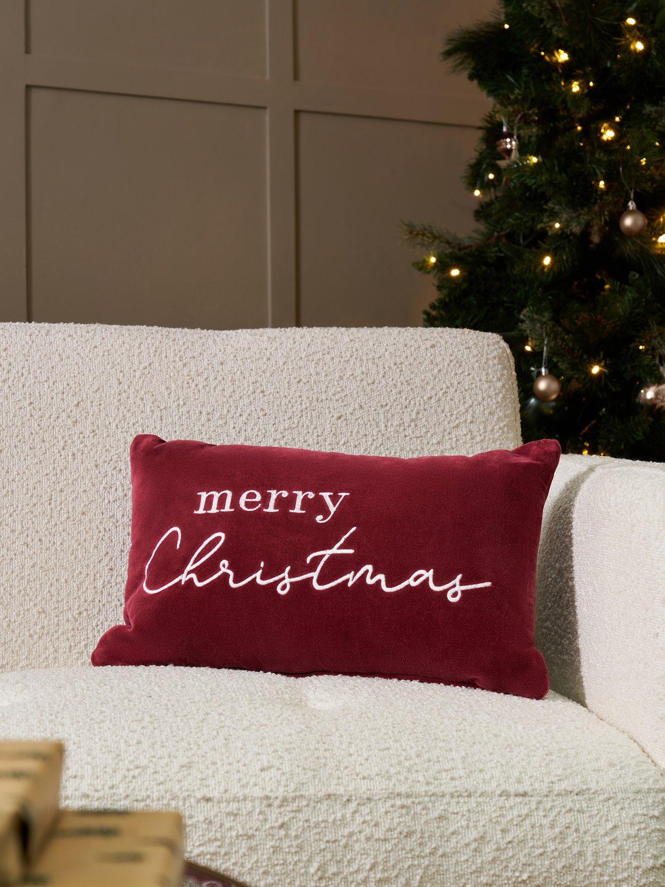 Very Home Merry Christmas Embroidered Cushion