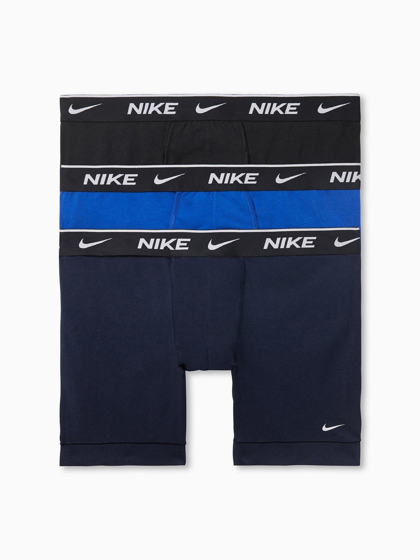 Nike Cotton Stretch 3 Pack Boxer Briefs - Black