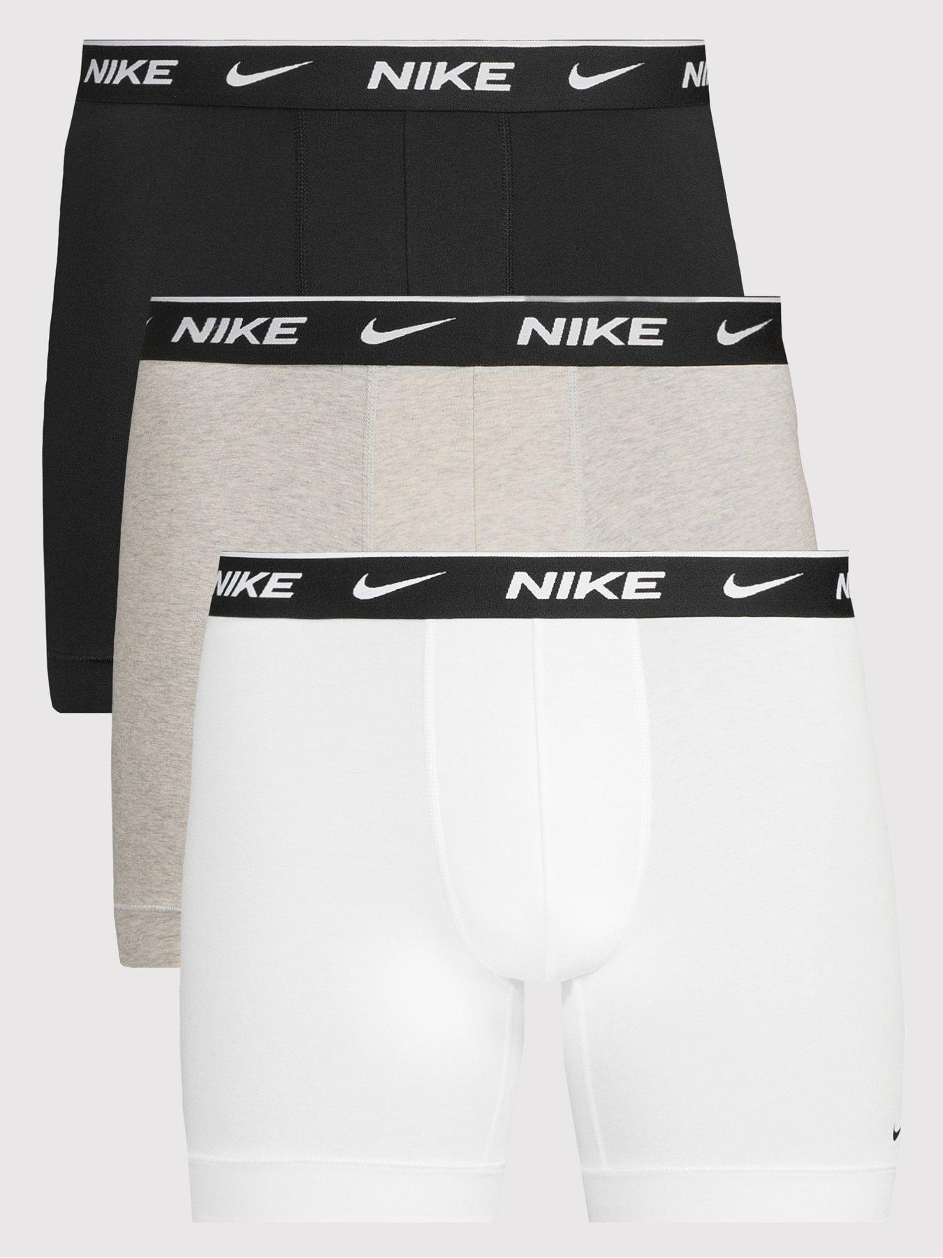 Nike Cotton Stretch 3 Pack Boxer Briefs - Black