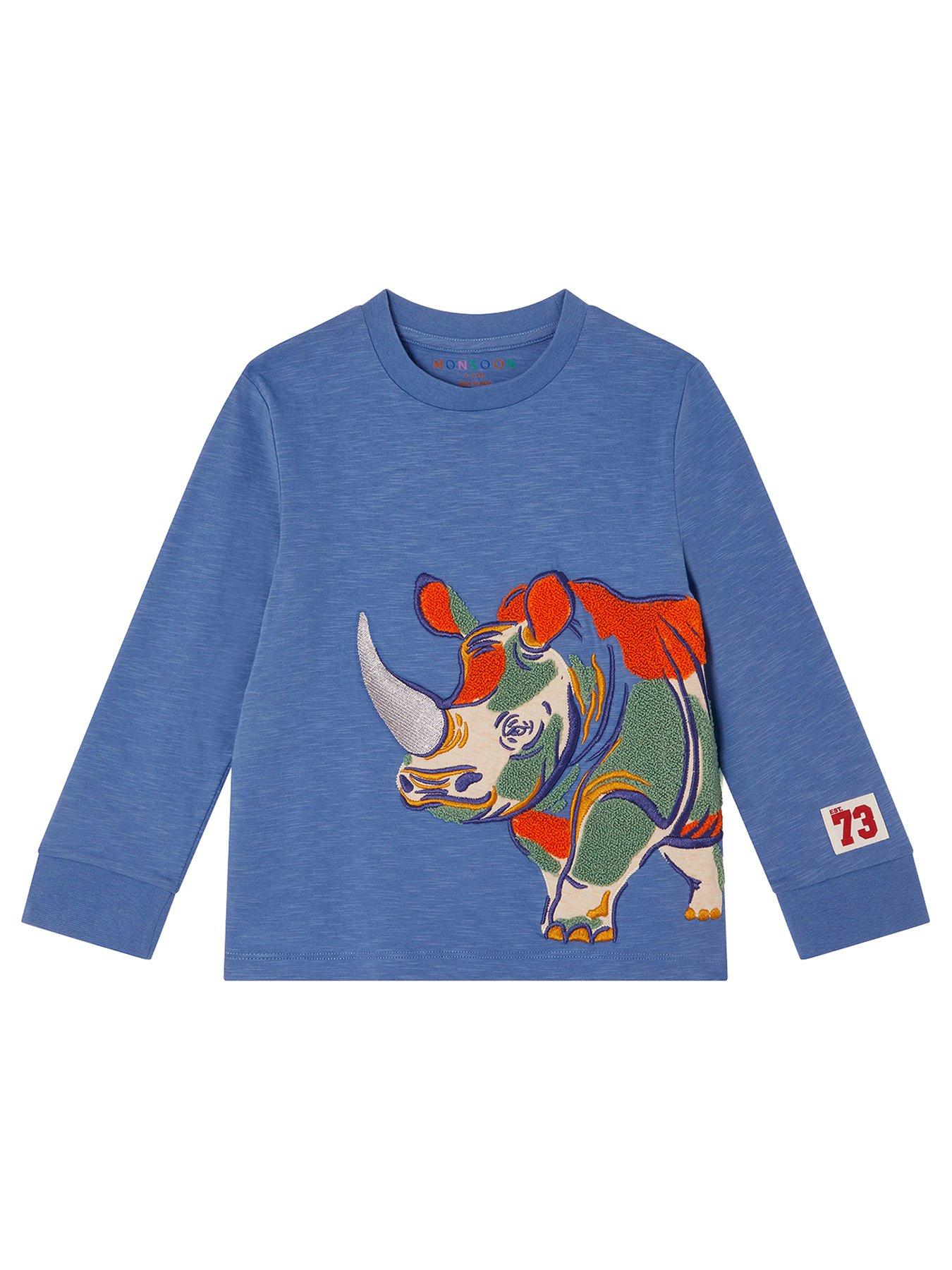 undefined Boys Long Sleeve Rhino Tshirt - Blue