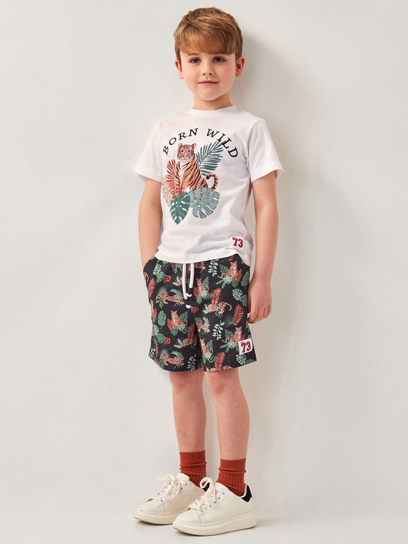undefined Boys Born Wild Tiger Co-ord Shorts - Navy