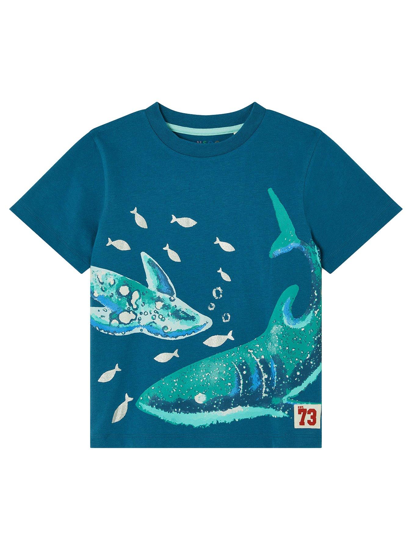 undefined Boys Sea Shark Short Sleeve Tshirt - Blue