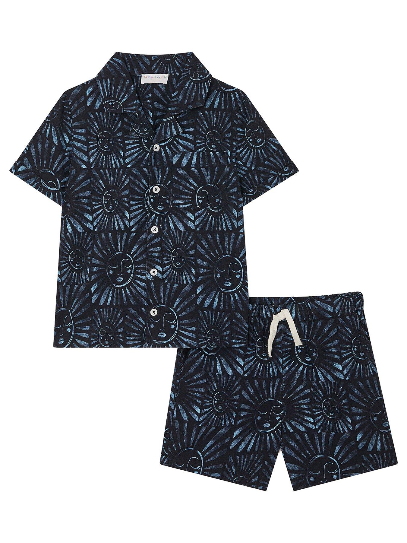 undefined Boys Sun Print Shirt & Shorts Set - Navy