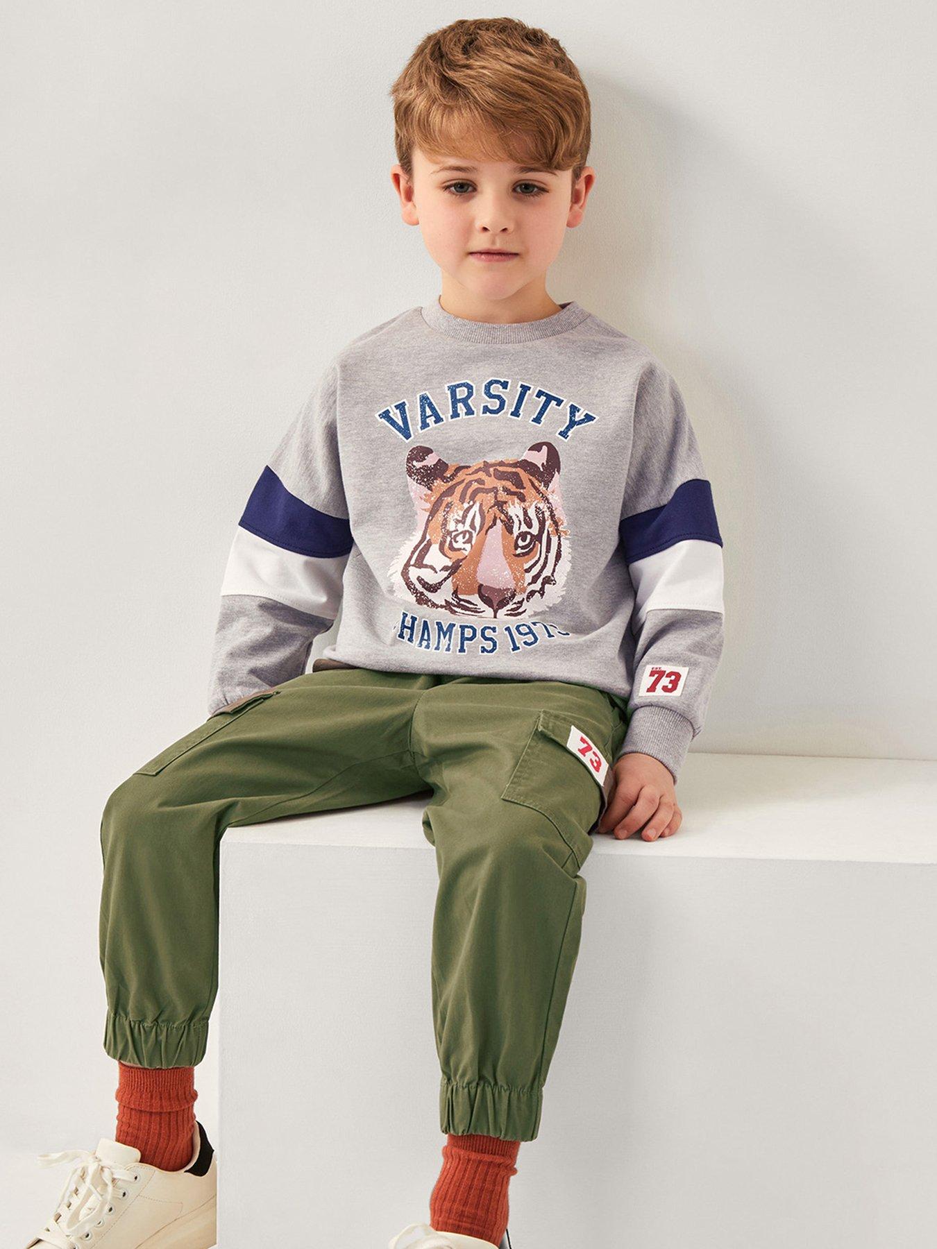 undefined Boys Varsity Tiger Sweatshirt - Grey