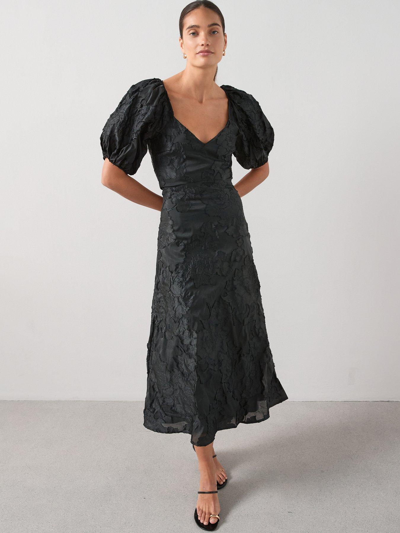 The Very Collection Volume Sleeve Midaxi Dress - Black