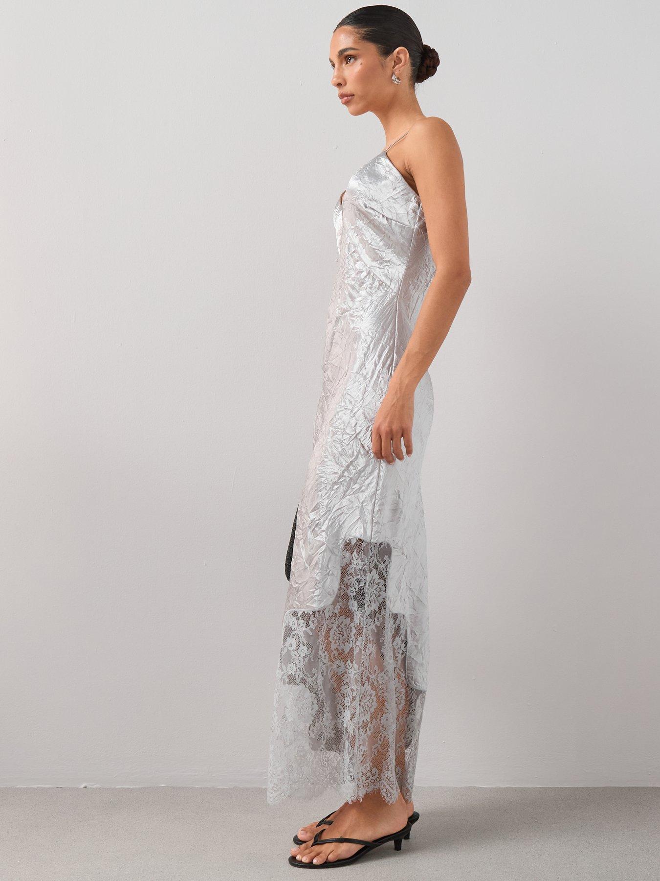 grey lace dress uk The Very Collection Detail Satin Cami - Silver fantasy couture