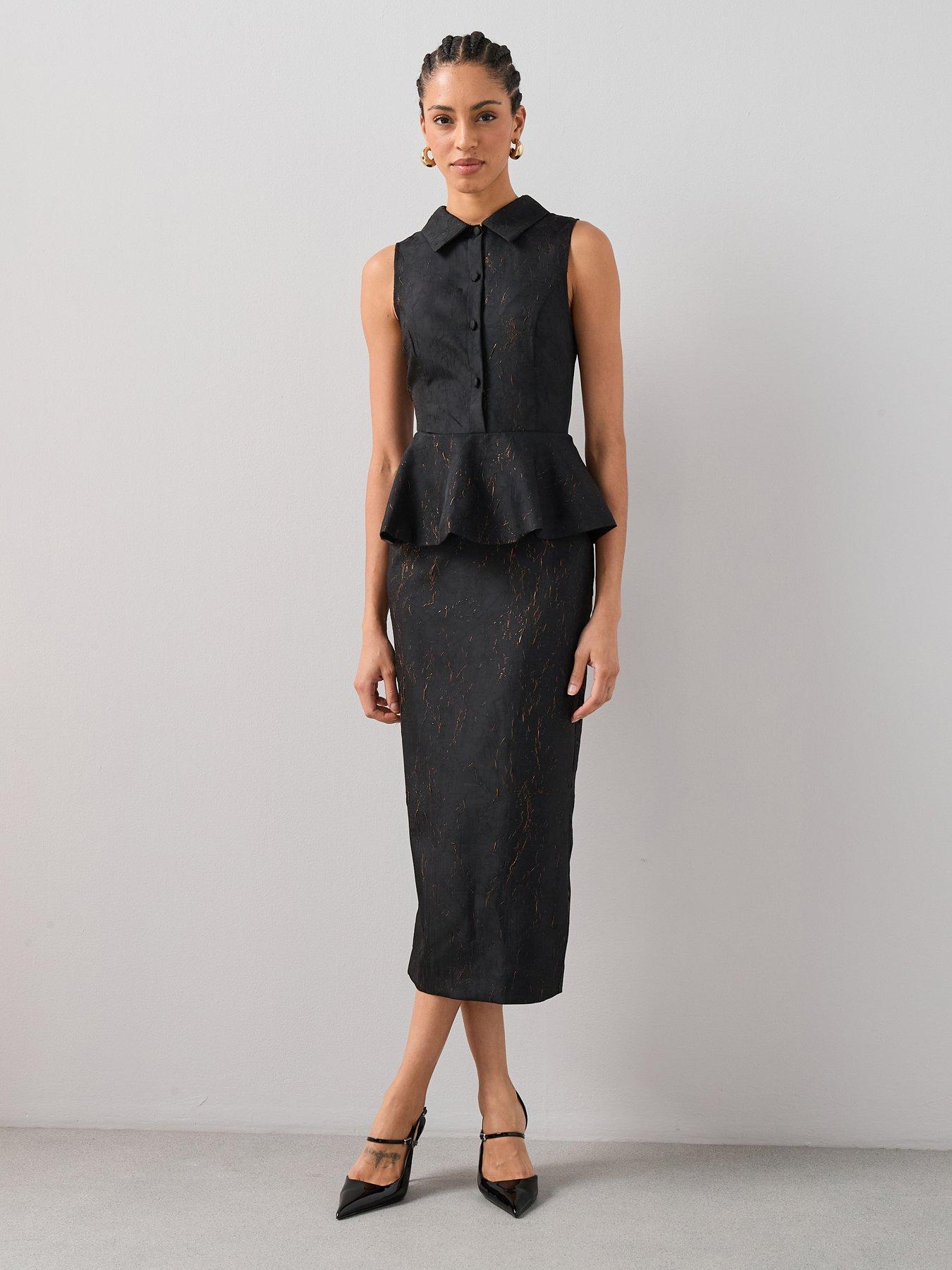 The Very Collection Peplum Waistcoat Midaxi Dress - Black