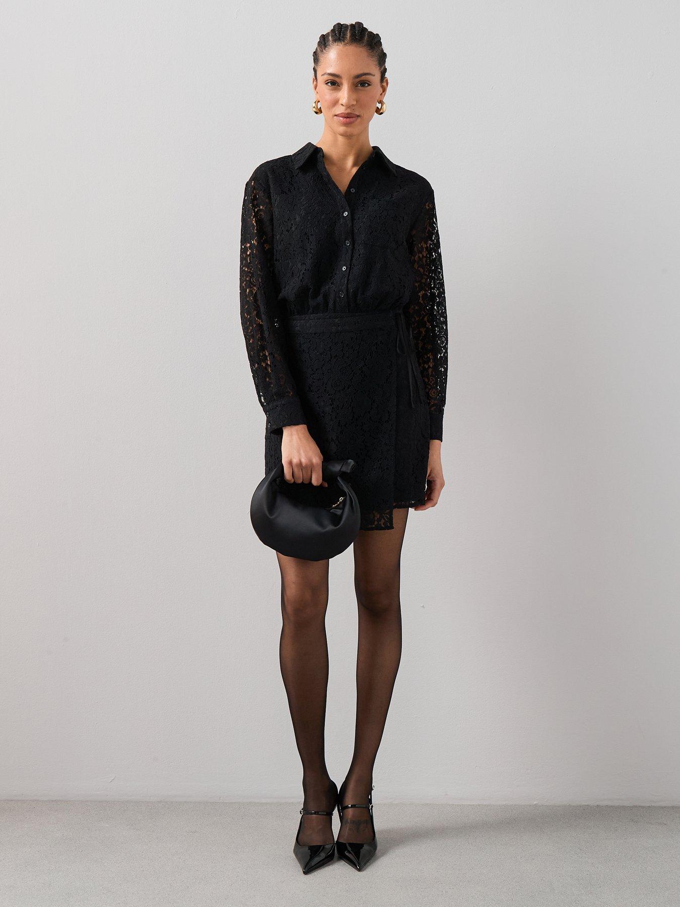 black red evening dresses Black Lace Sleeve Cotton T-Shirt Dress – Sophie Cameron Davies