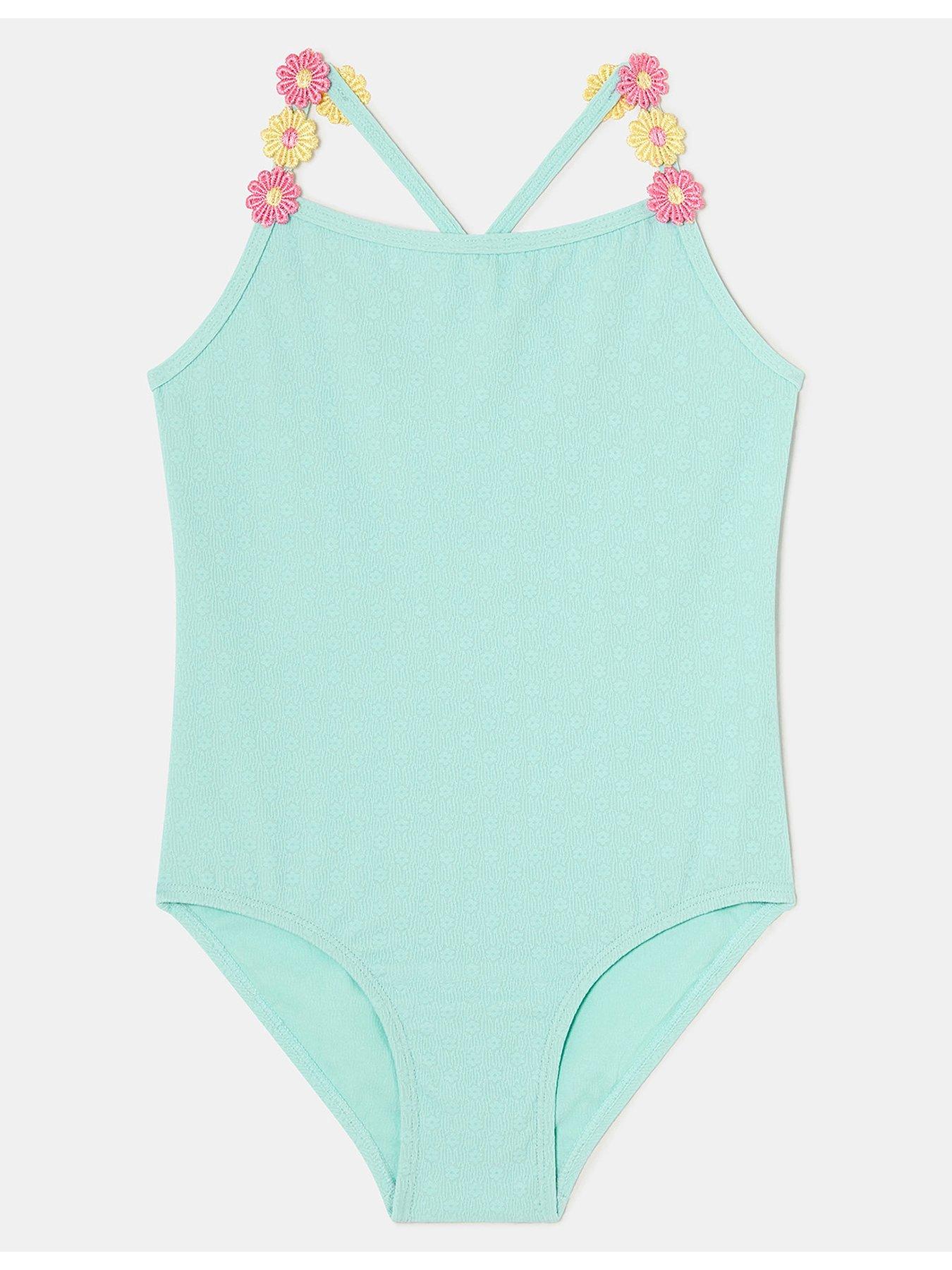 undefined Girls Textured Flower Swimsuit - Blue