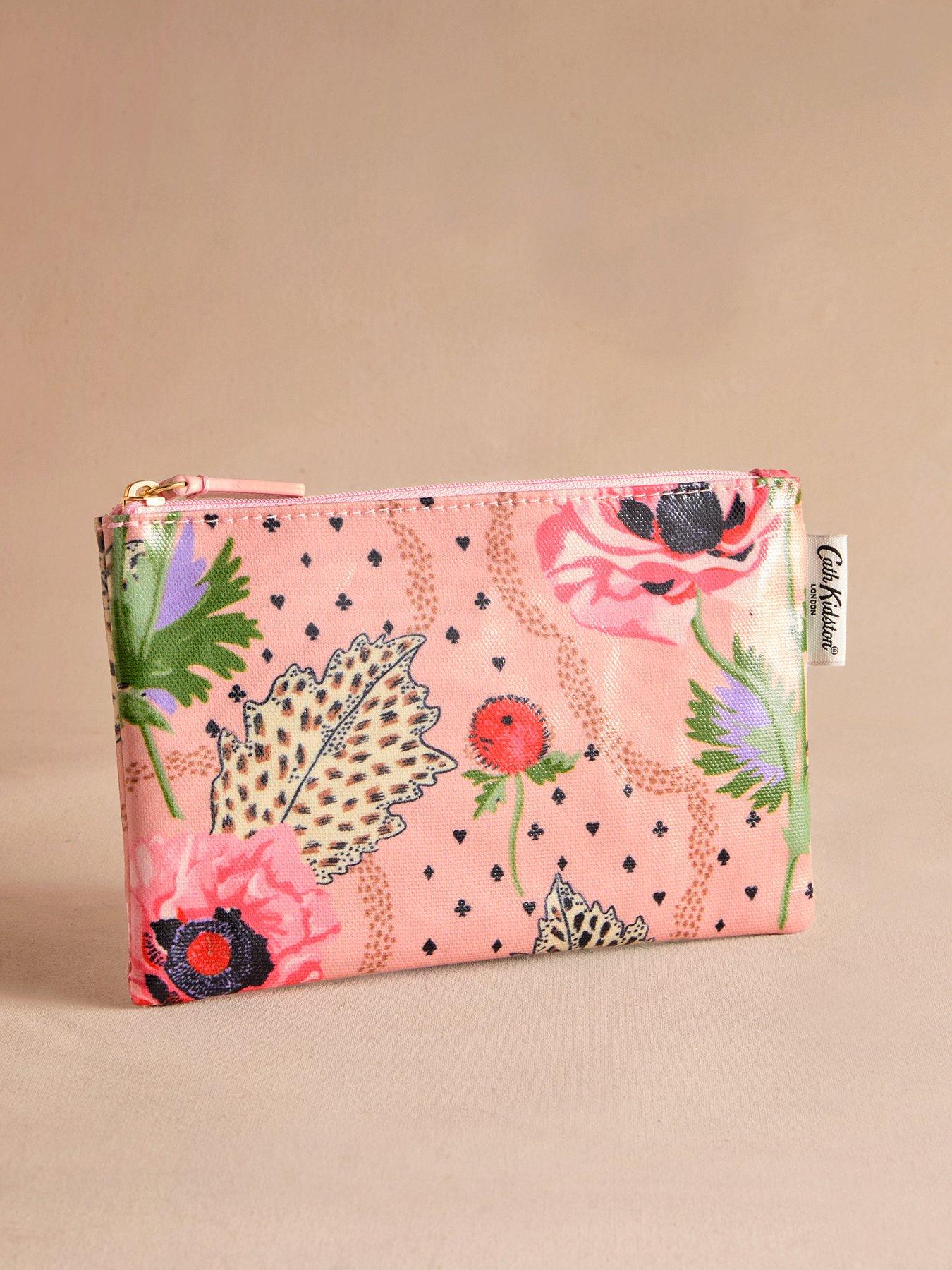 undefined Leopard Poppies Zip-up 100% Cotton Purse - Pink