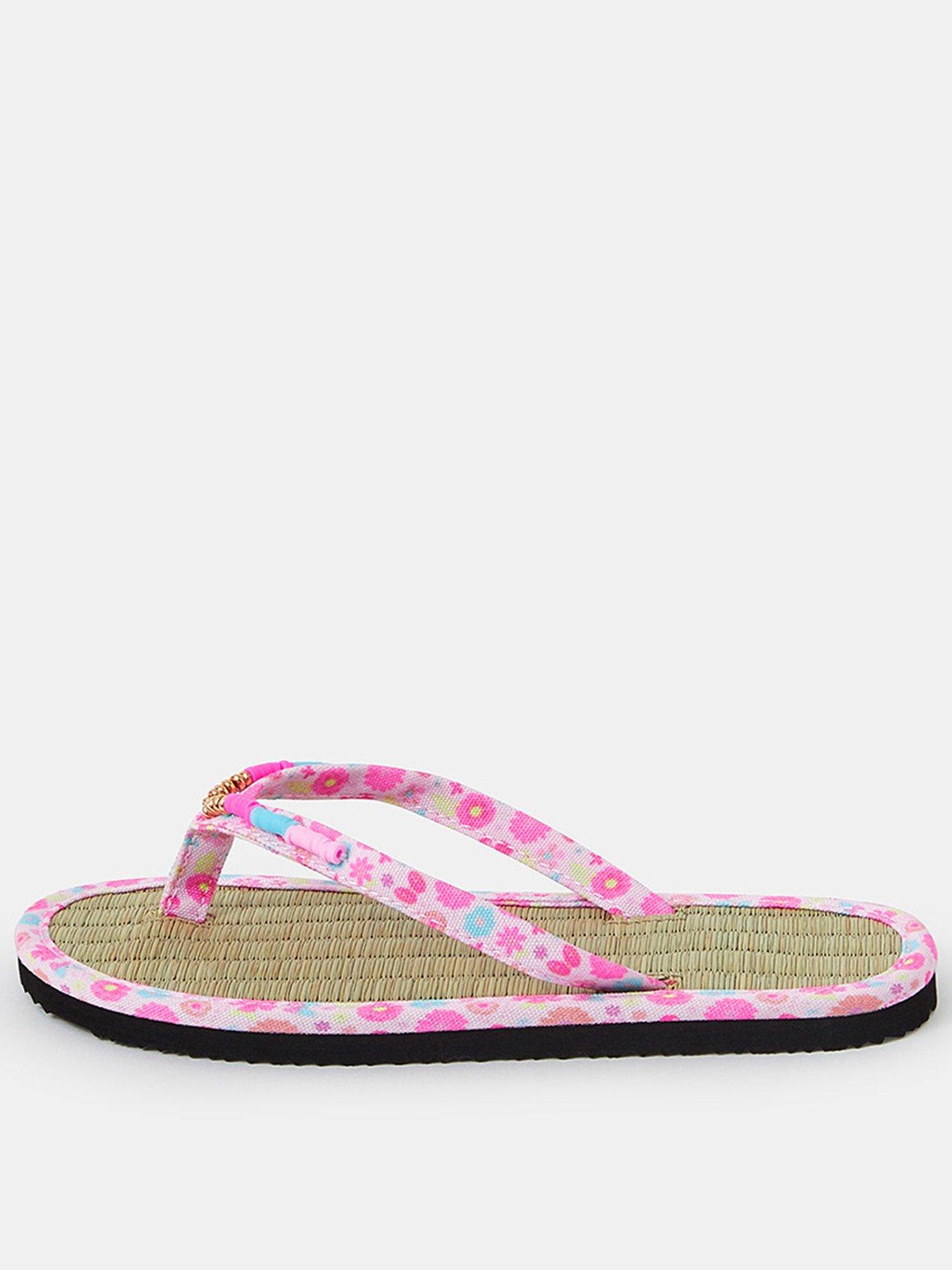 Accessorize Girls Seagrass Flip Flop, Pink, Size 11-12 Younger